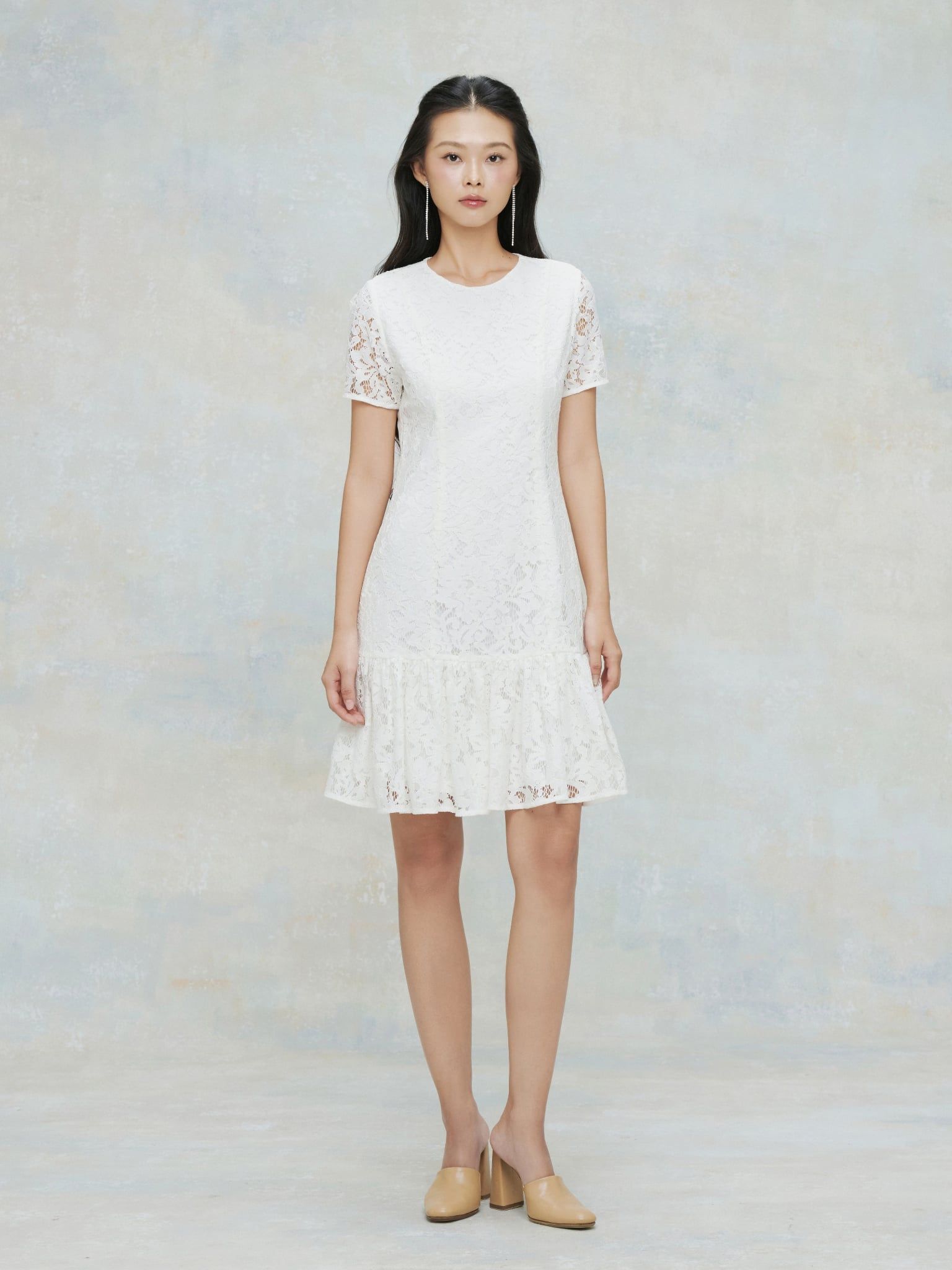  Đầm ren tùng bèo | Mauve Lace Ruffle dress 