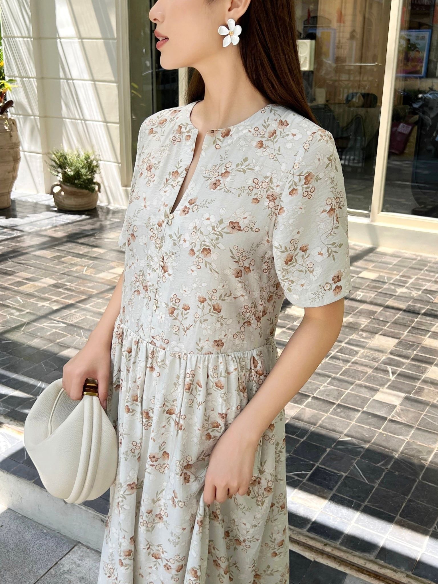  Đầm baby doll hoa nhí | Mauve Floral dress 