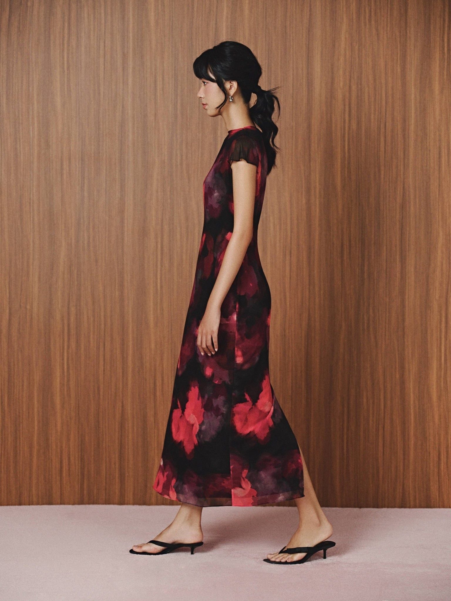  Đầm lụa ren hoa | Mauve Silk mesh dress 
