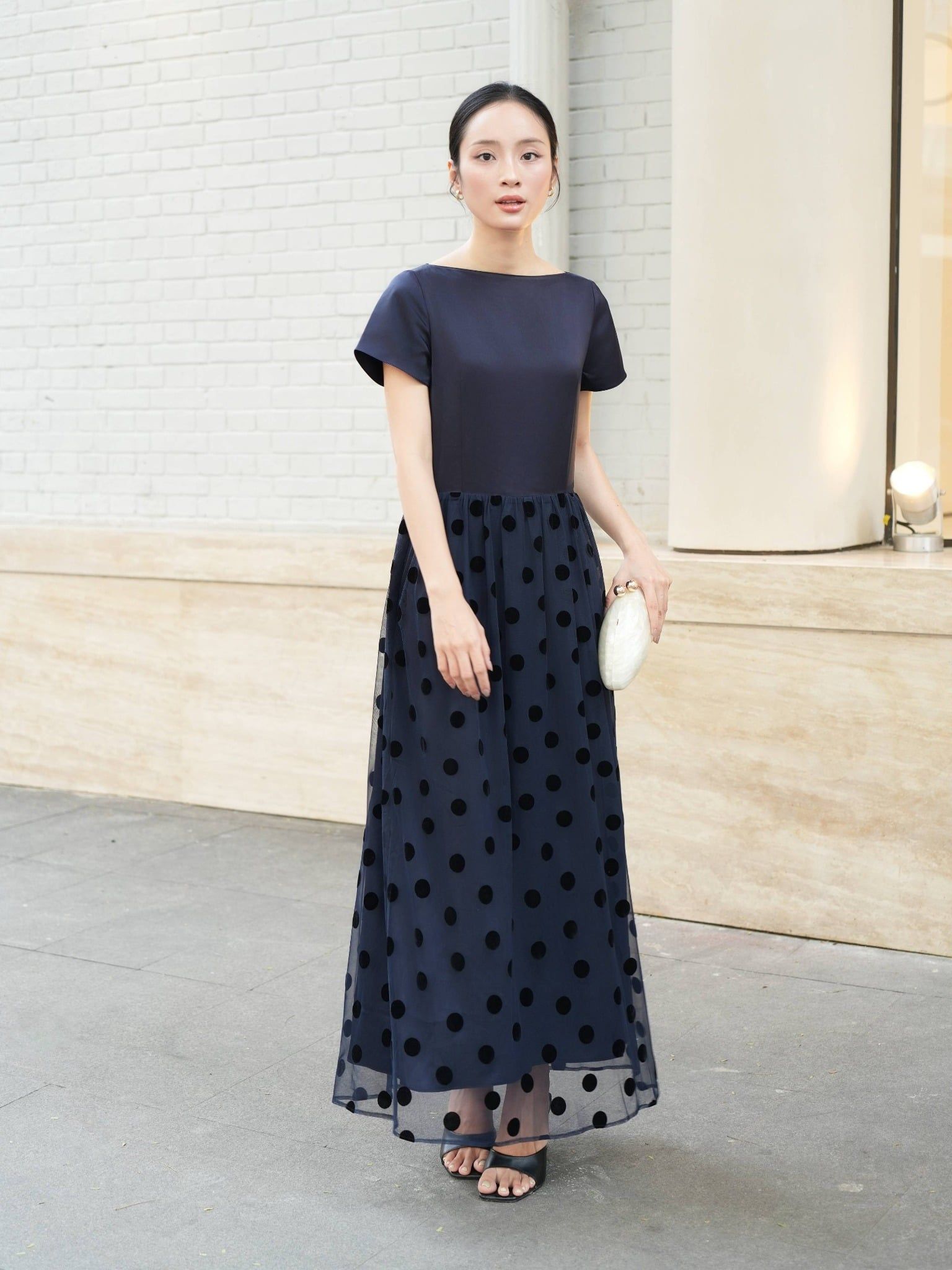  Đầm maxi tùng lưới | Mauve PolkaDot Tulle dress 