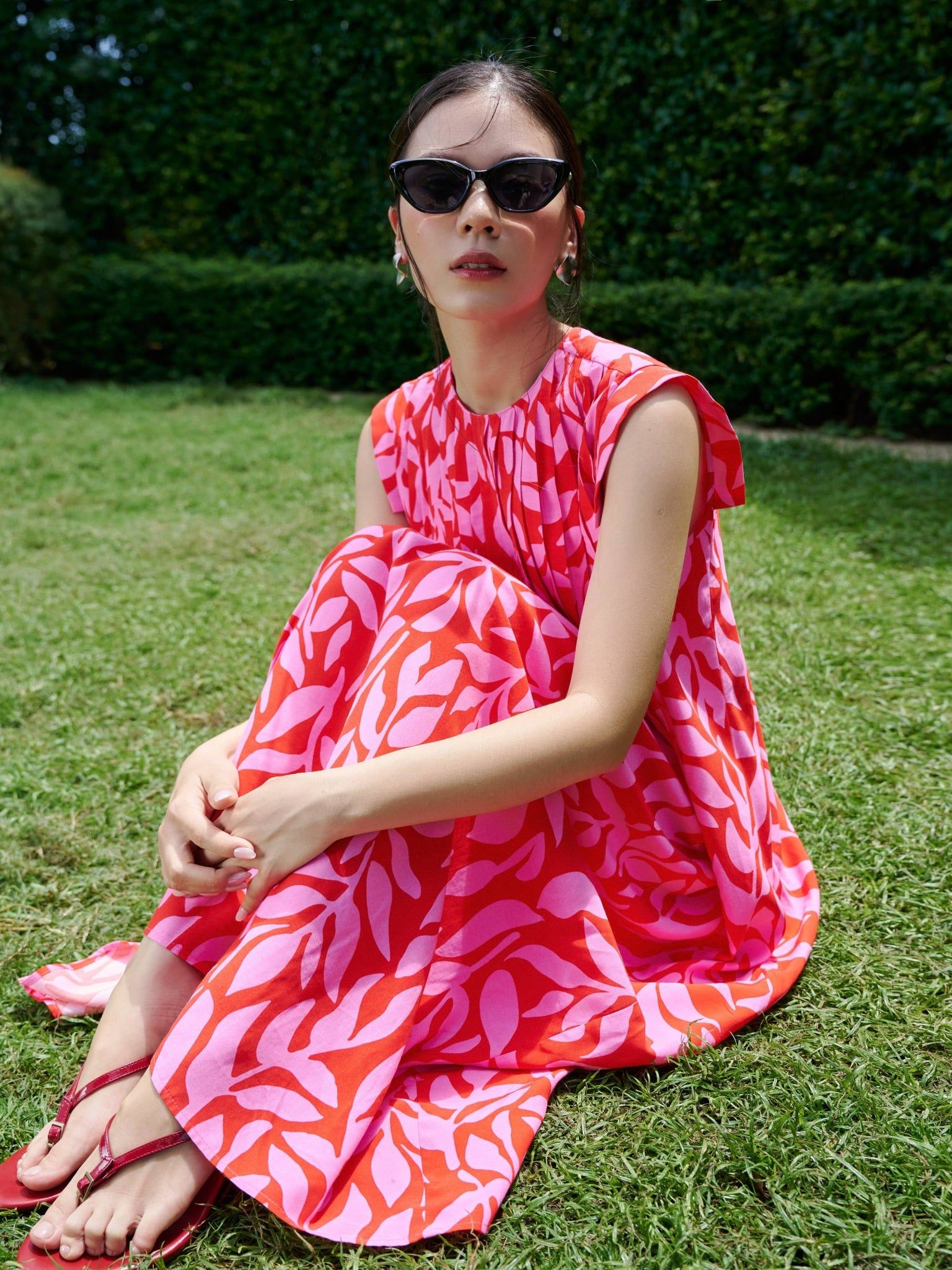  Đầm hoạ tiết xếp ly | Mauve Pattern dress 