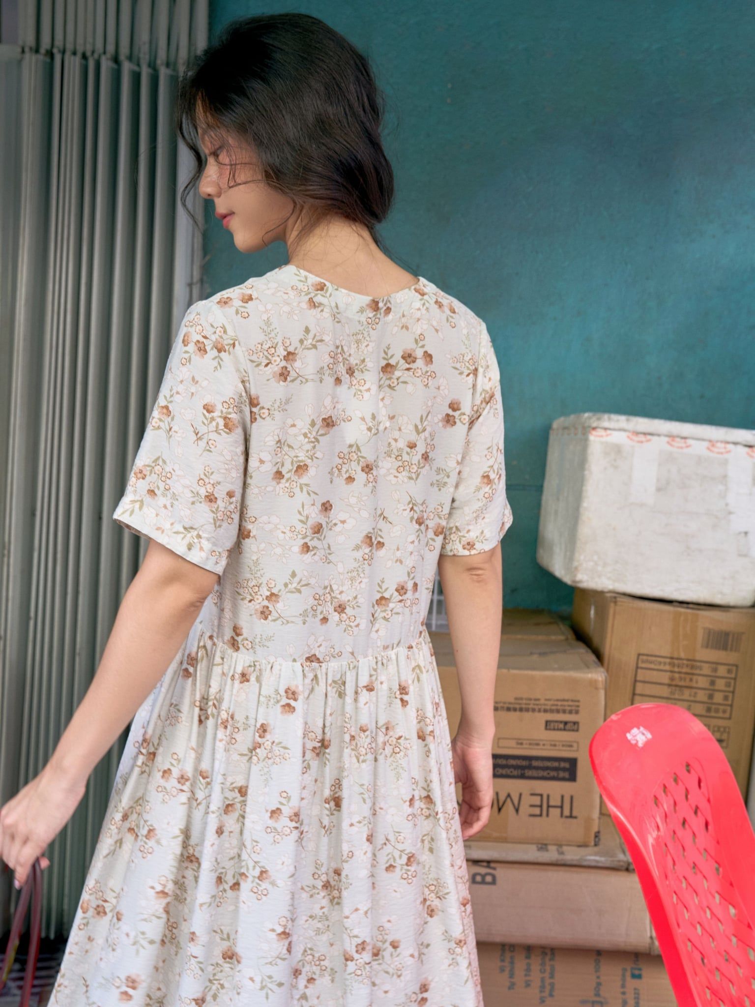  Đầm An dáng babydoll | Mauve Soft Floral dress 