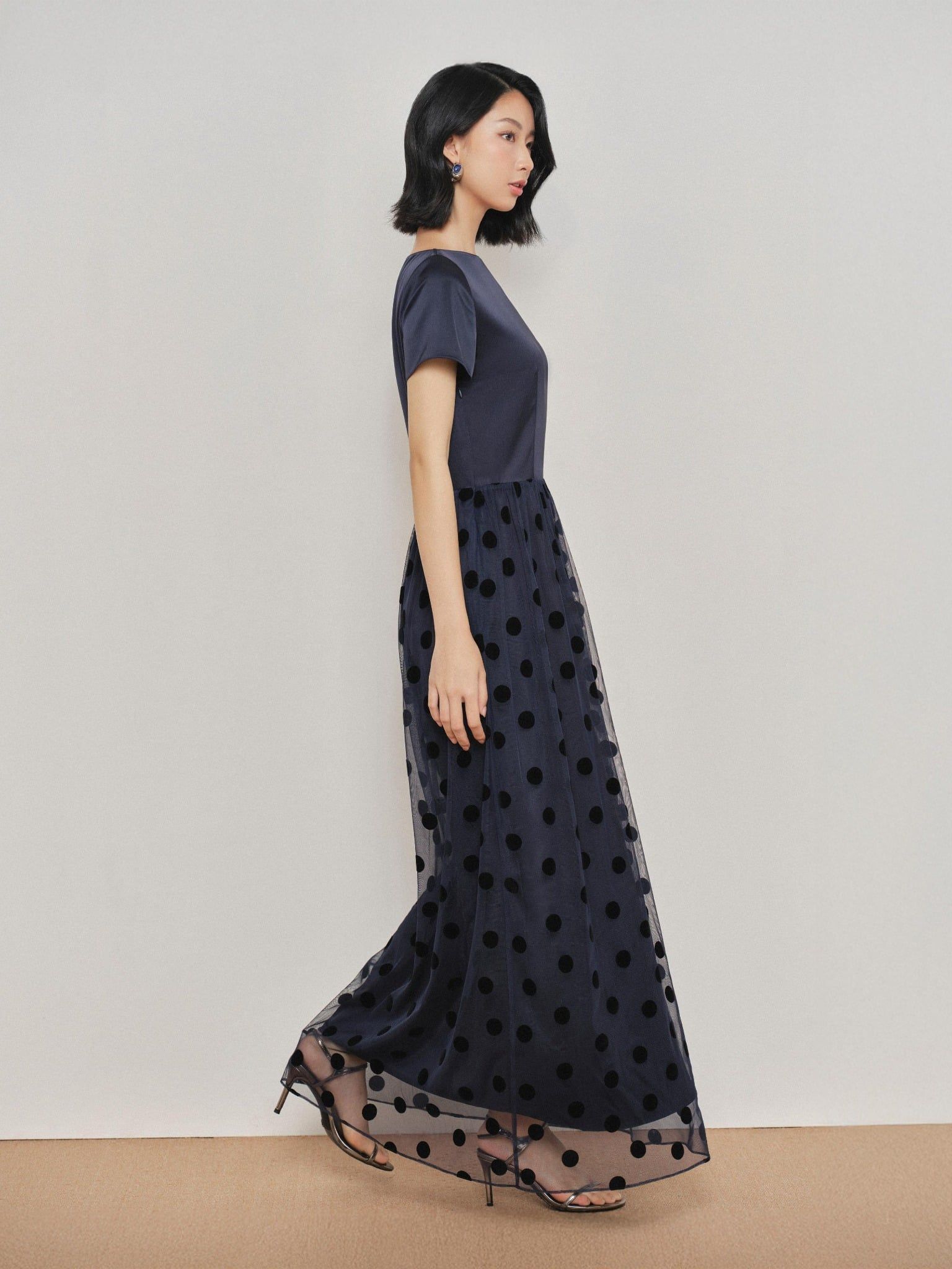  Đầm maxi tùng lưới | Mauve PolkaDot Tulle dress 