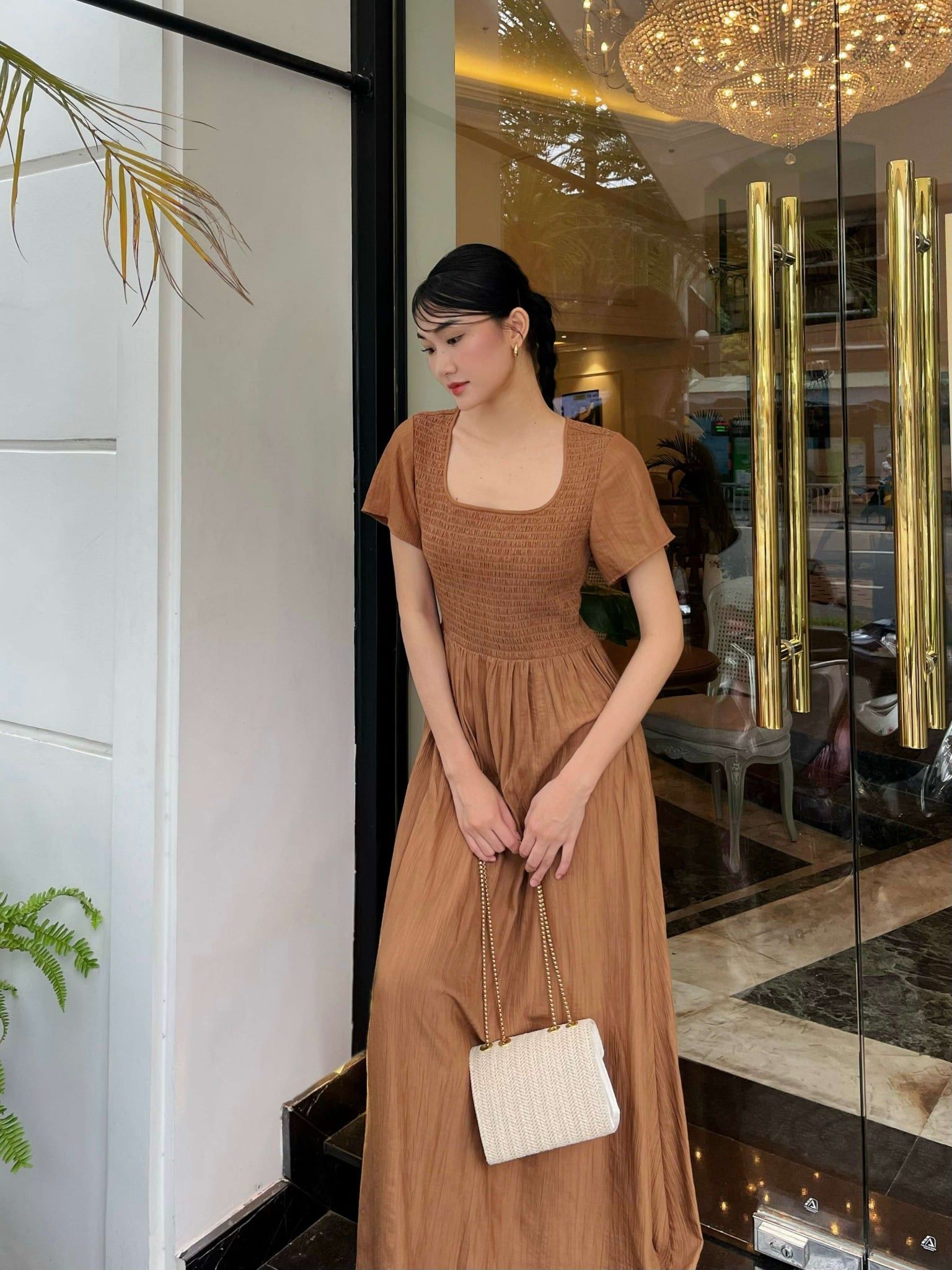  Đầm maxi cotton tơ vân gỗ Mauve Woody dress 