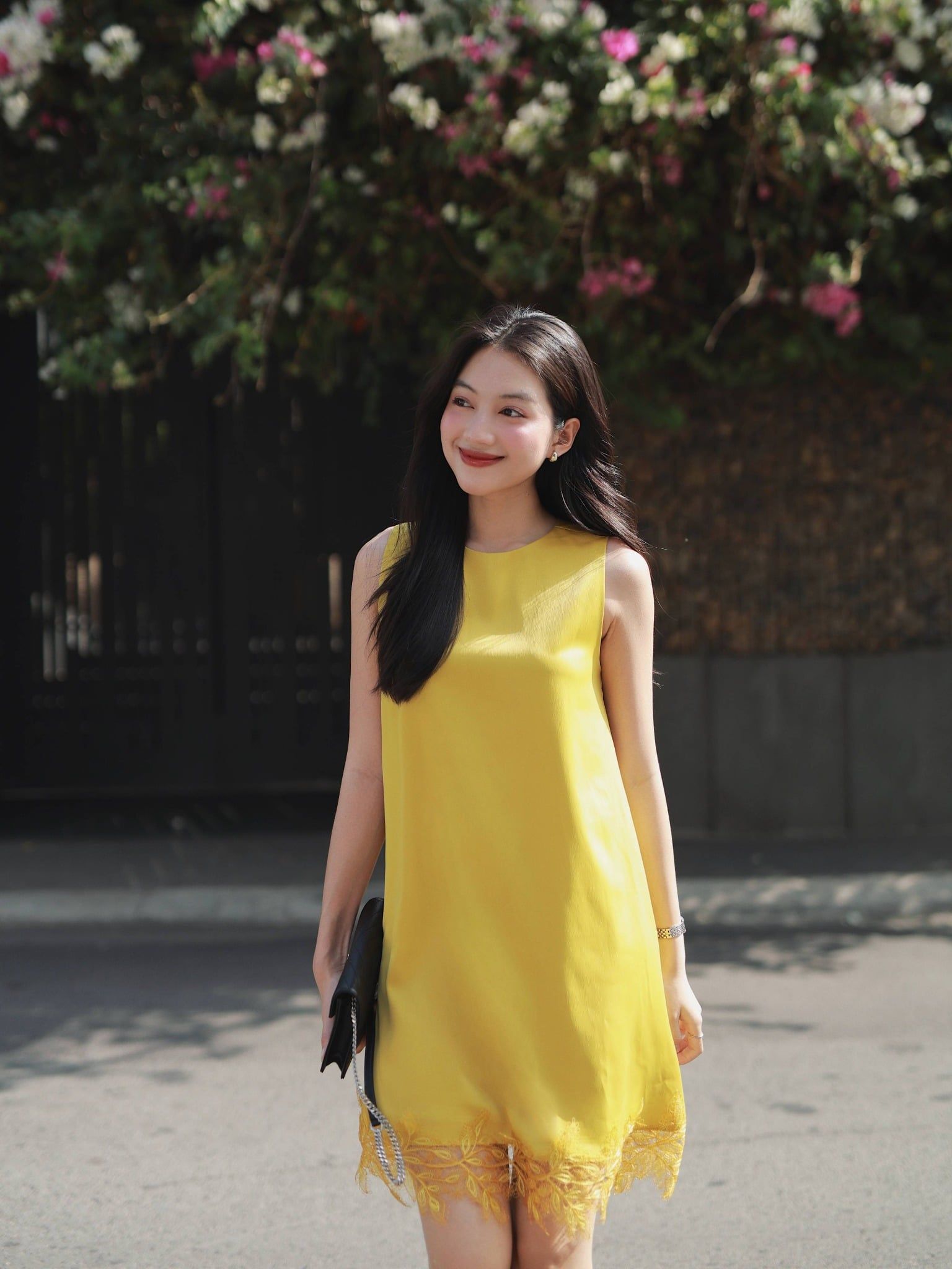  Đầm lụa phối ren | Mauve Satin Lace dress 