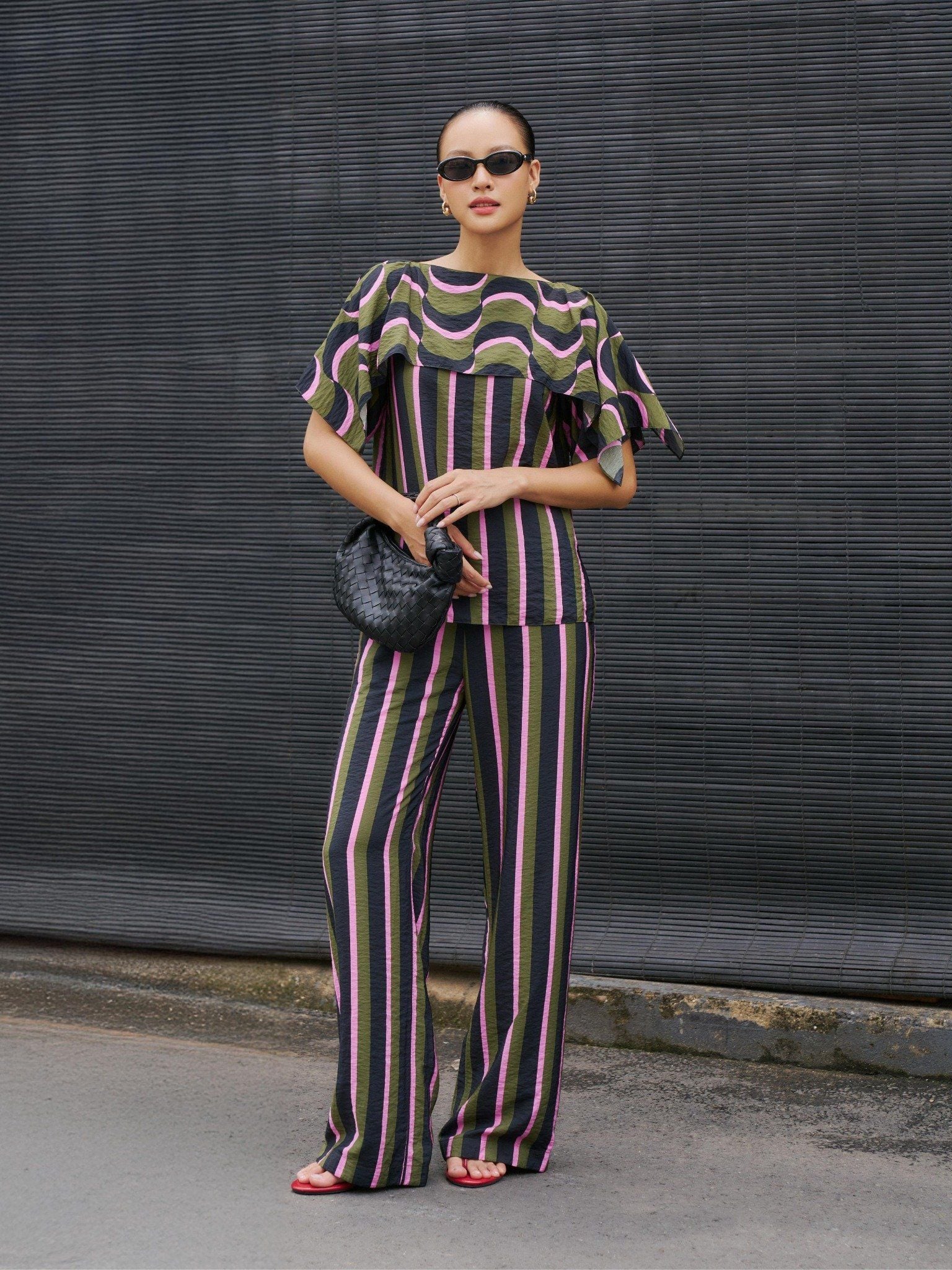  Áo sọc phối bèo | Mauve City top 