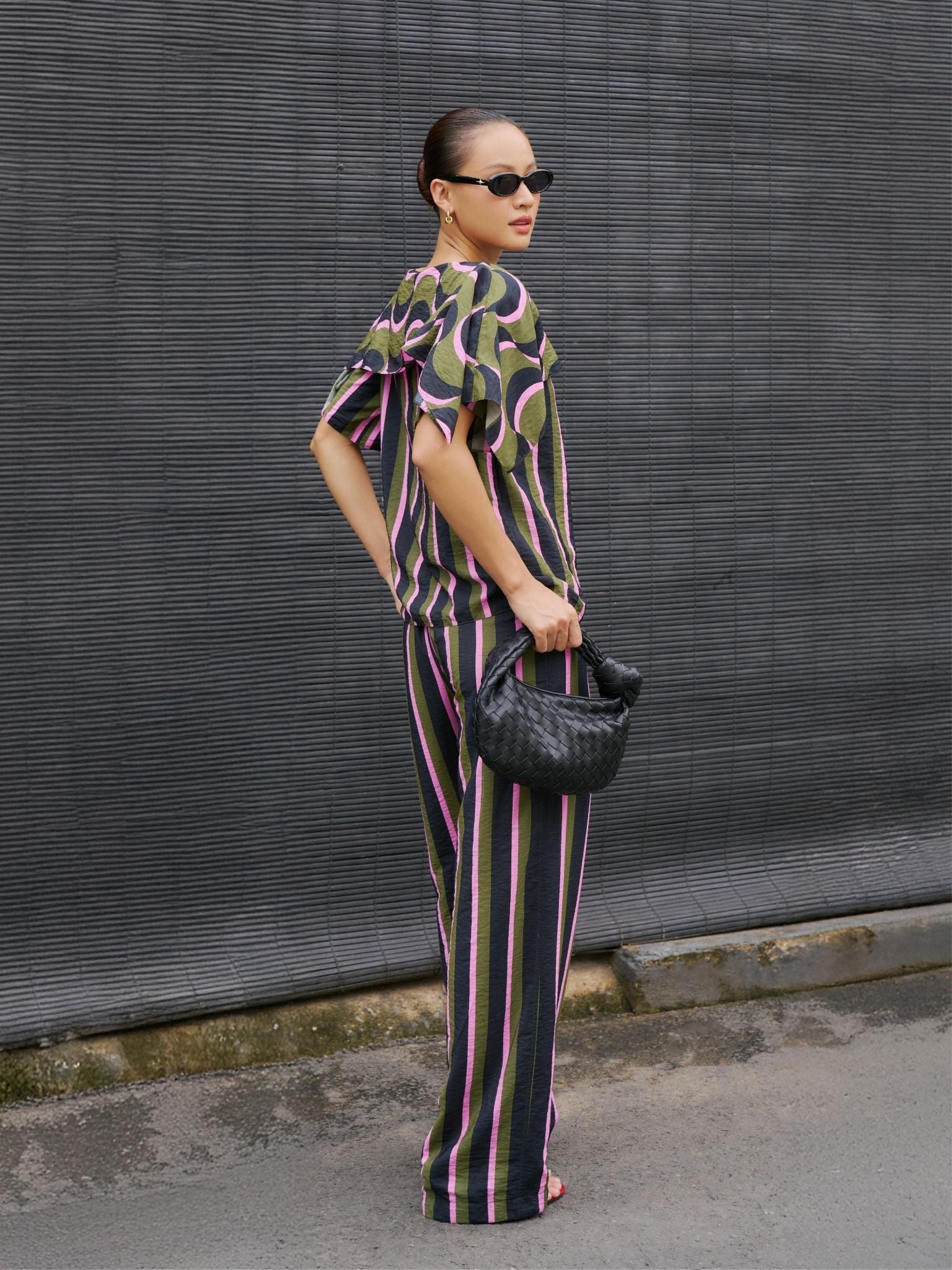  Áo sọc phối bèo | Mauve City top 