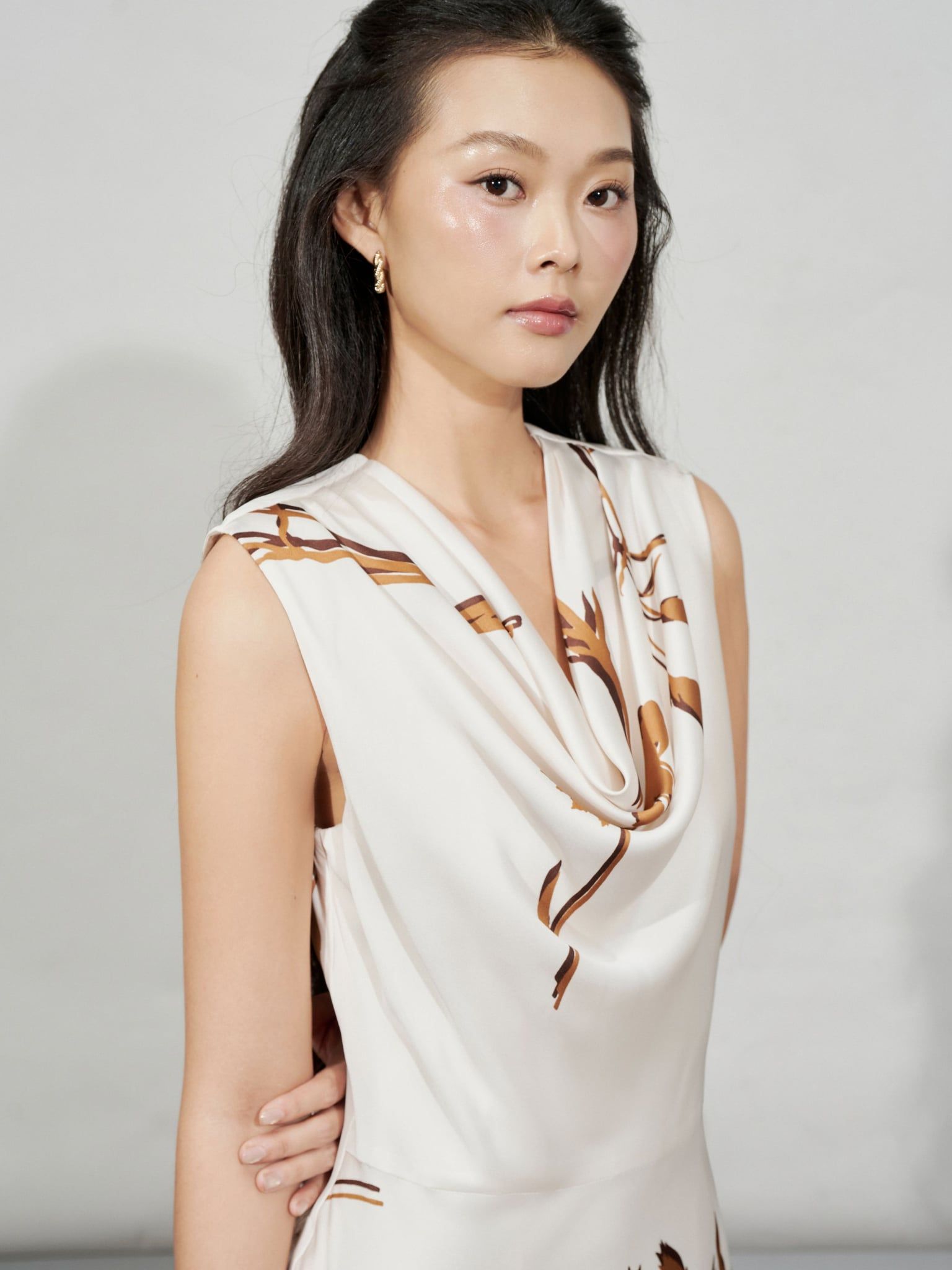 Đầm lụa cổ đổ | Mauve Fall neck dress 