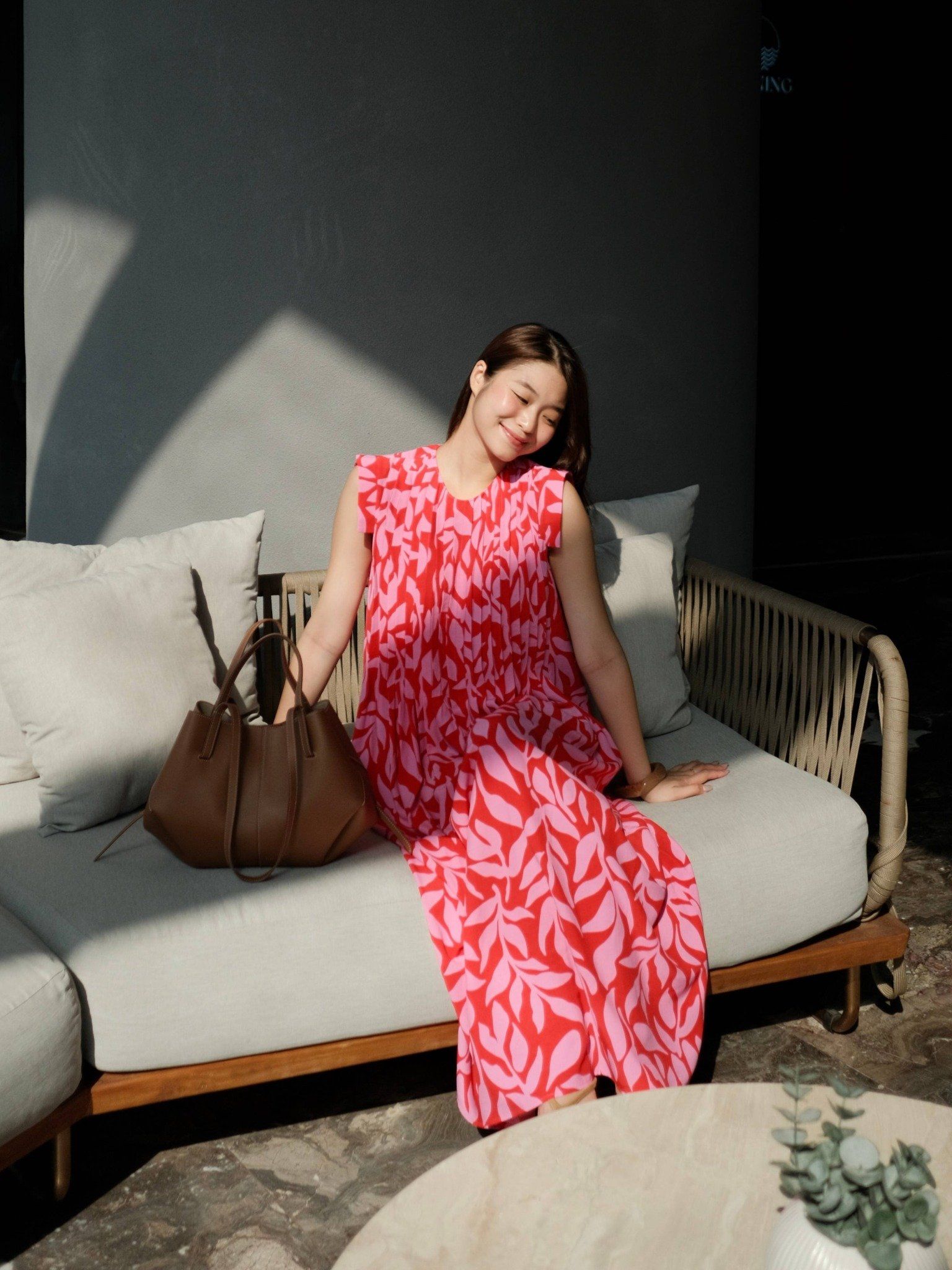  Đầm hoạ tiết xếp ly | Mauve Pattern dress 