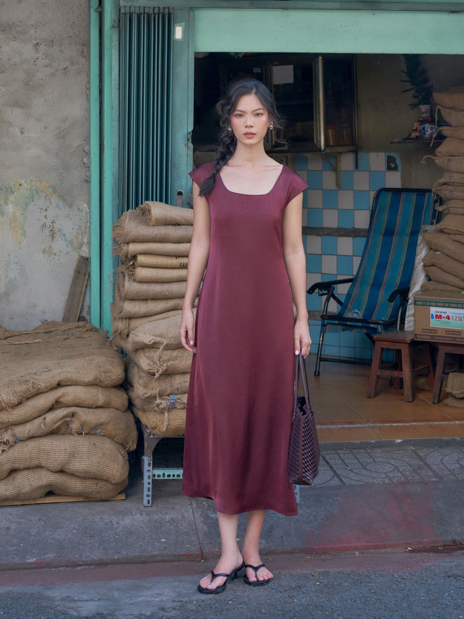  Đầm Dung cổ vuông | Mauve Parisian dress 