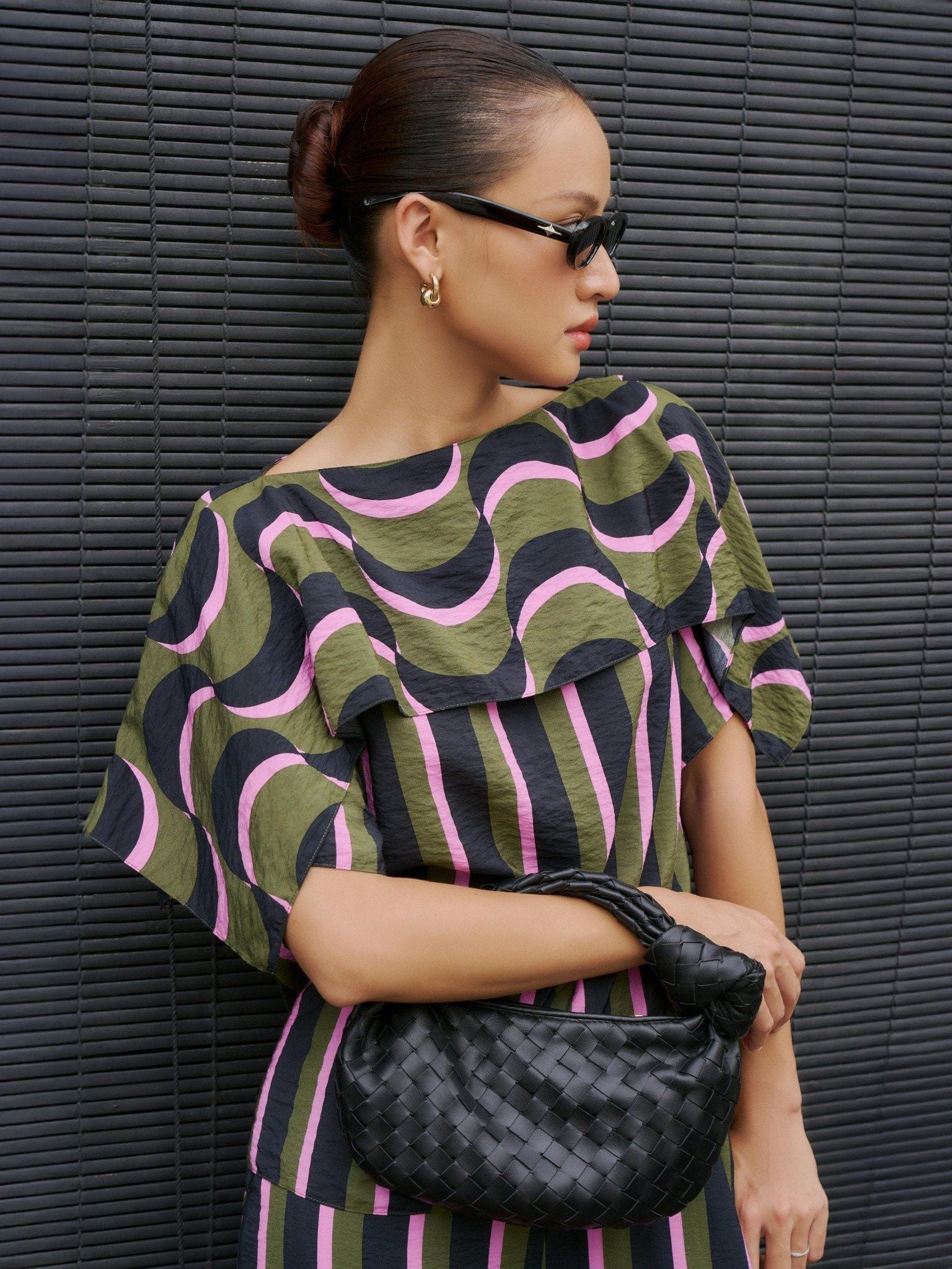  Áo sọc phối bèo | Mauve City top 