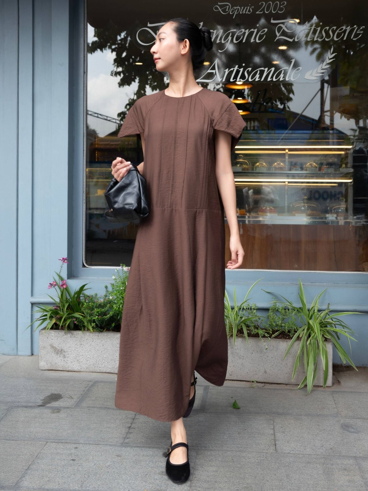  Đầm xếp ly tay rơi tự do | Mauve Pleated dress 