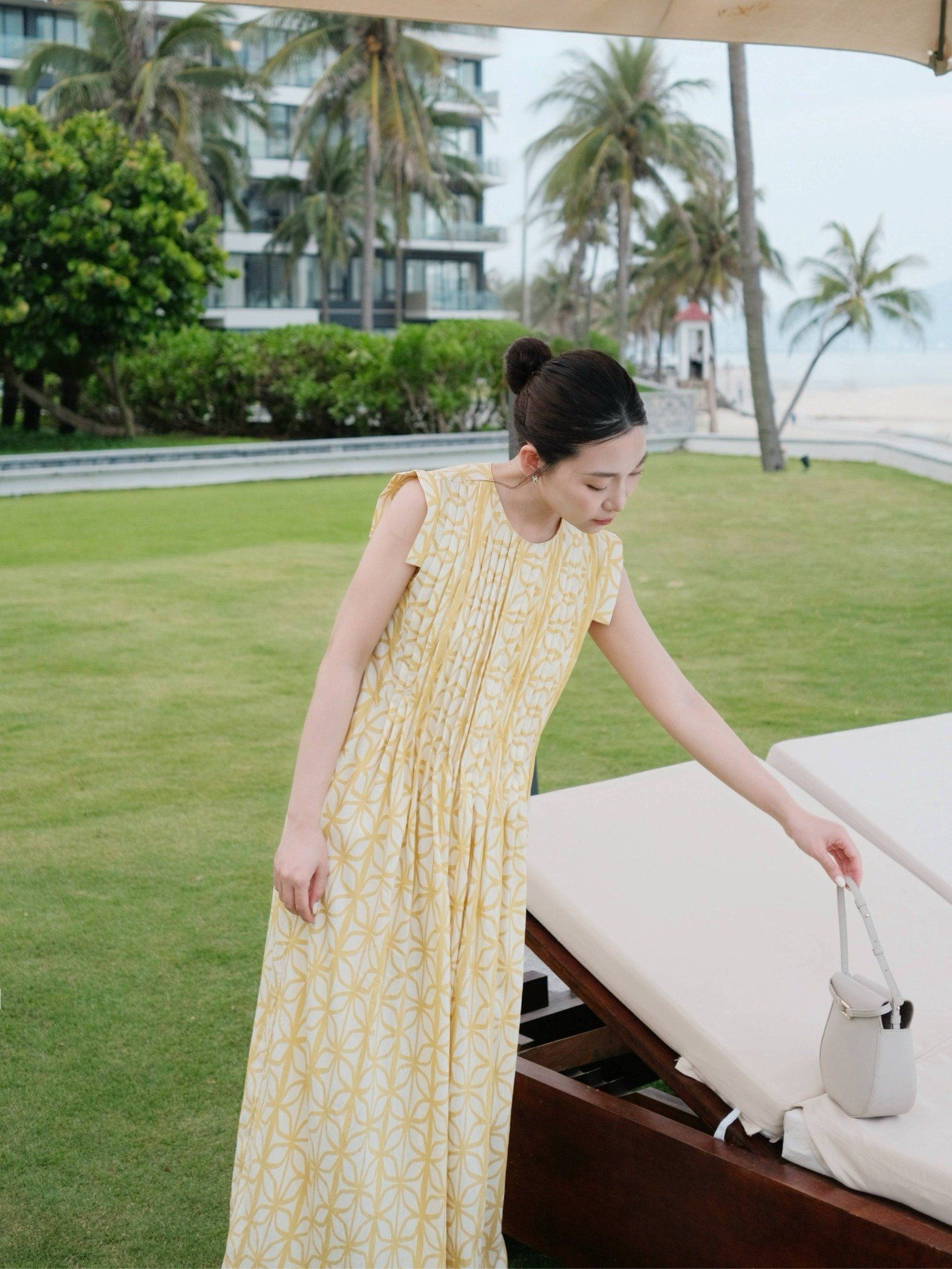  Đầm hoạ tiết xếp ly | Mauve Pattern dress 