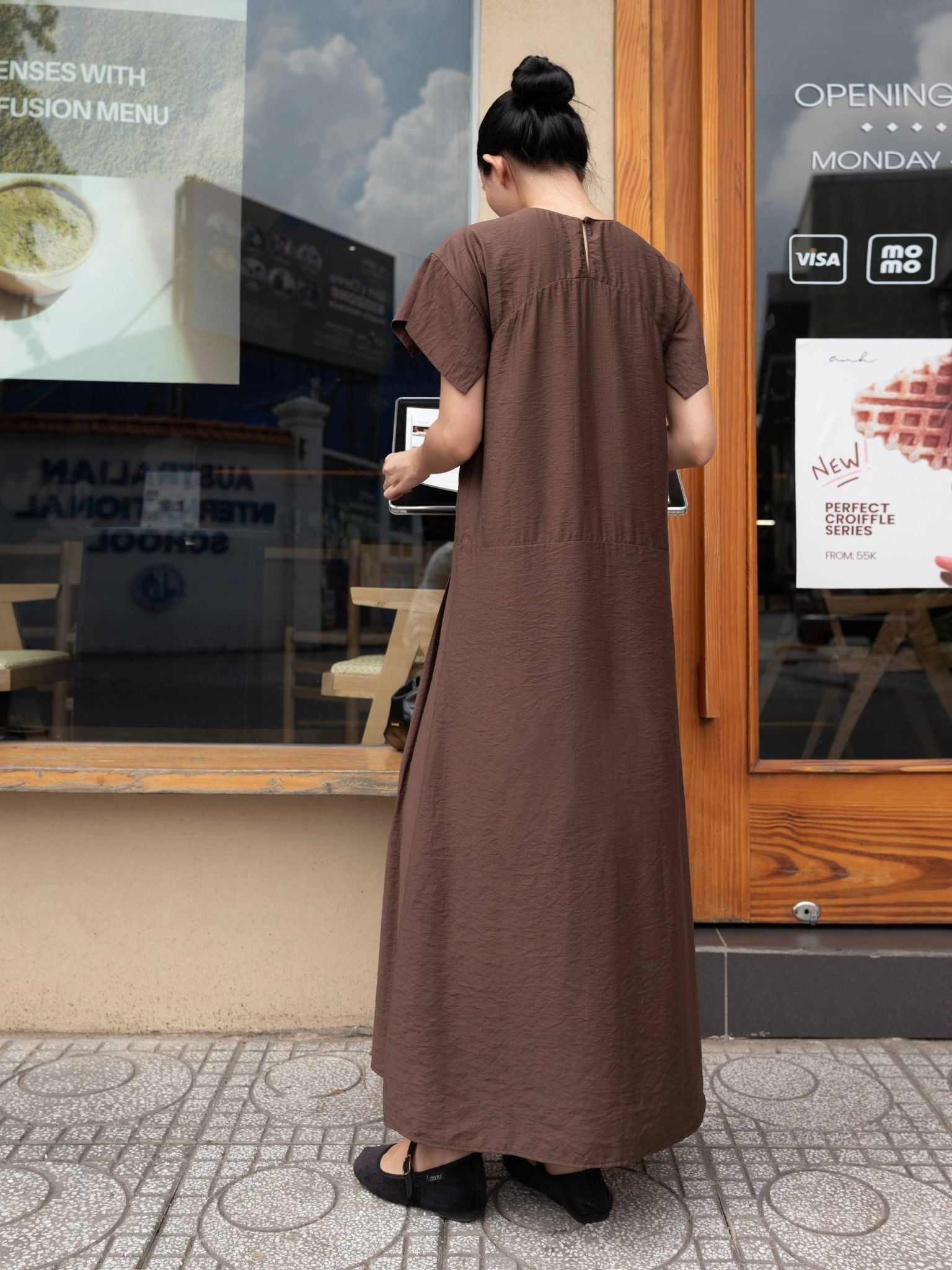  Đầm xếp ly tay rơi tự do | Mauve Pleated dress 