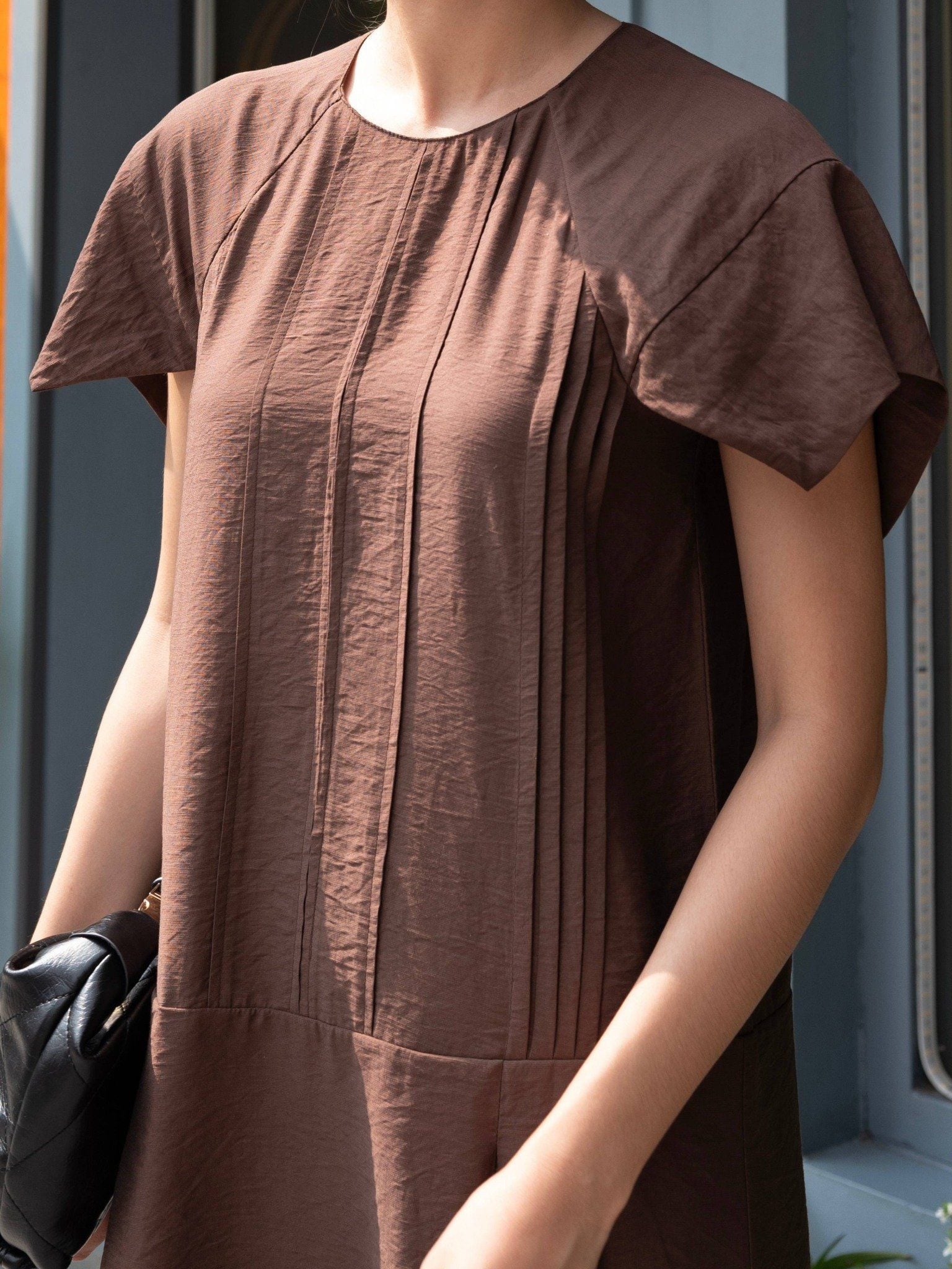  Đầm xếp ly tay rơi tự do | Mauve Pleated dress 