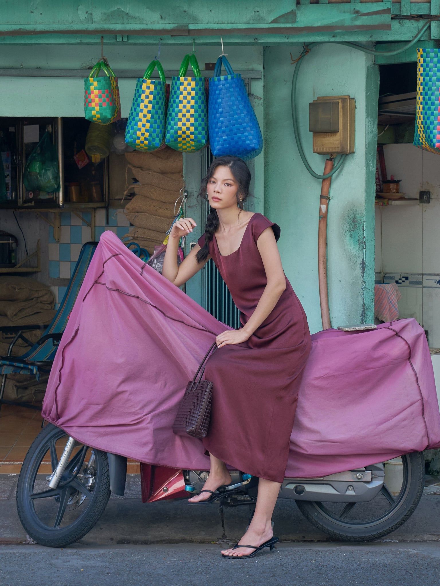  Đầm Dung cổ vuông | Mauve Parisian dress 