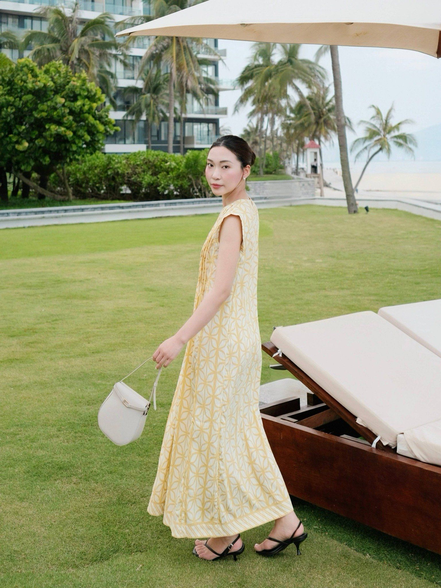  Đầm hoạ tiết xếp ly | Mauve Pattern dress 