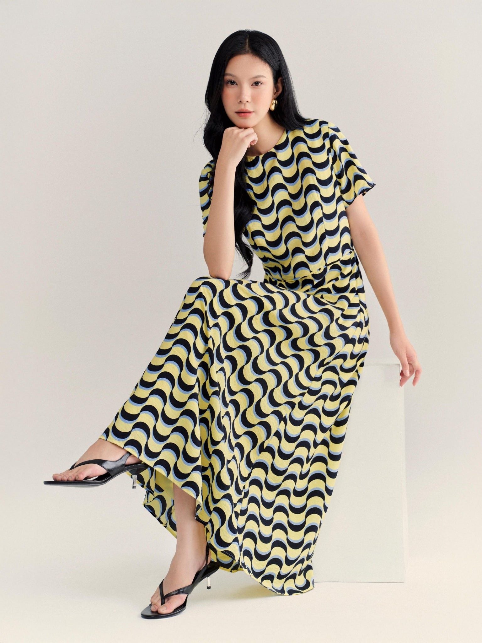  Đầm midi hoạ tiết | Mauve Moon dress 