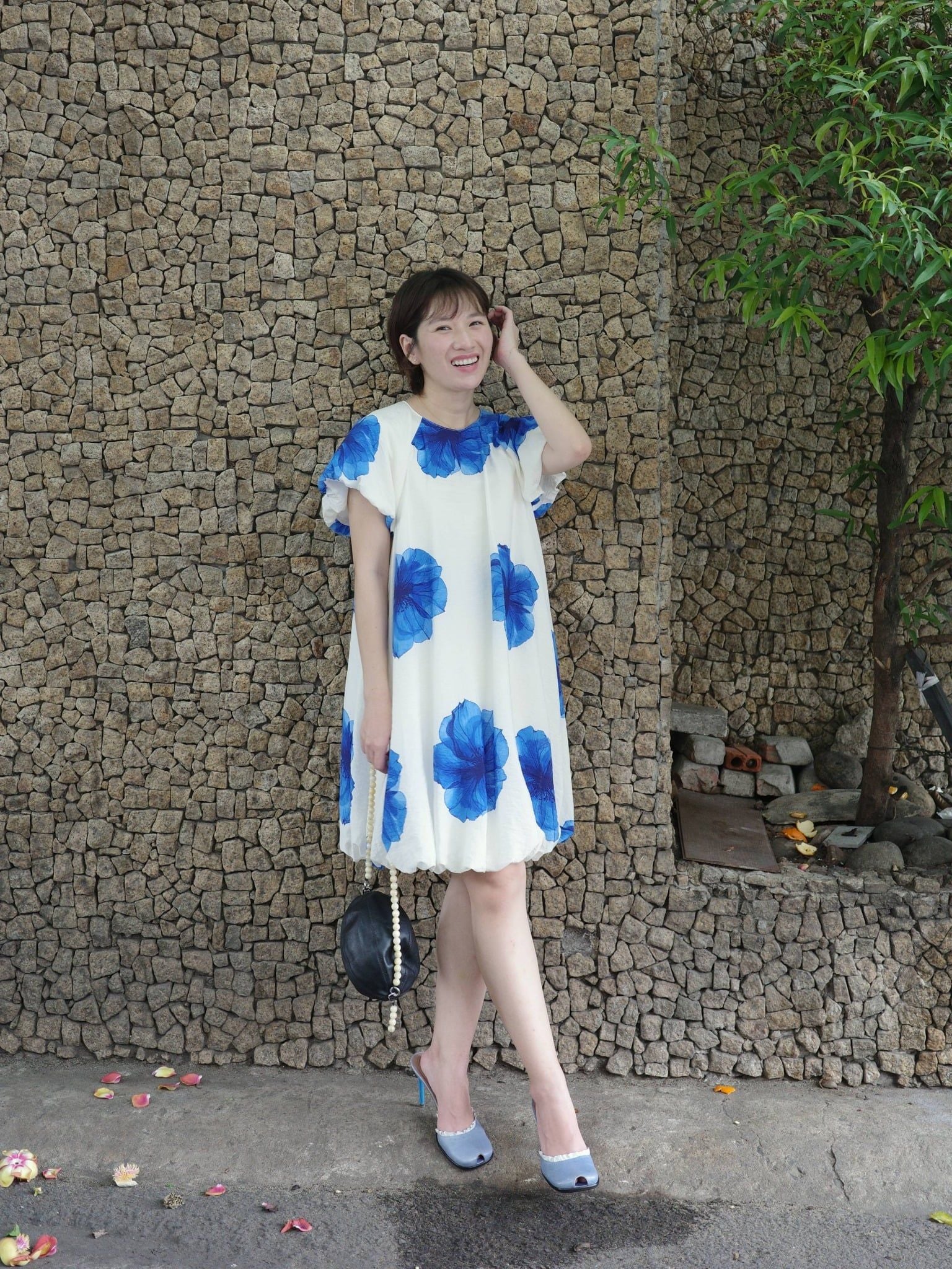  Đầm hoa dáng bí | Mauve Hibicus dress 