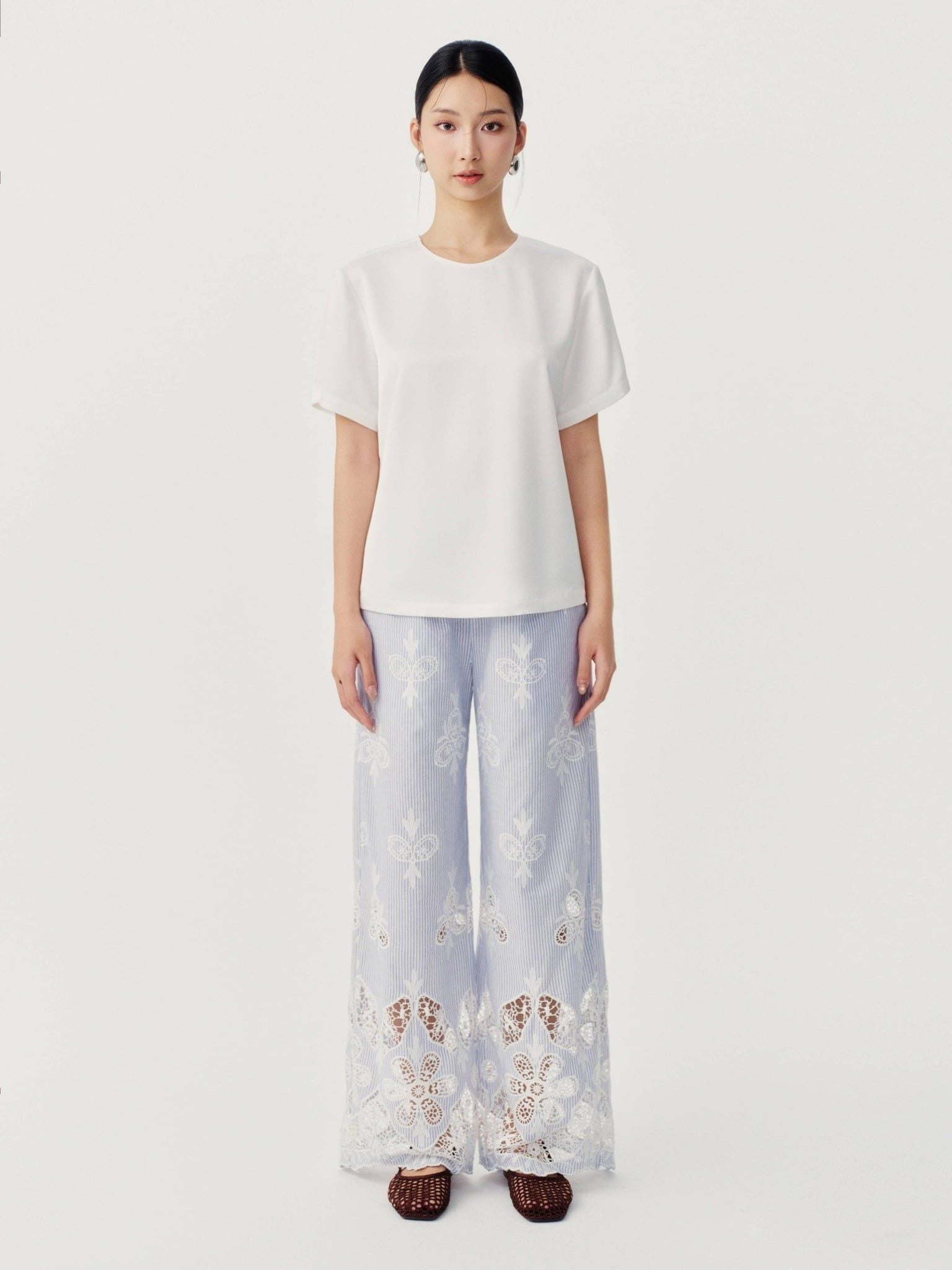  Quần cotton chân ren | Mauve Relax pants (lưng thun ngang rốn) 
