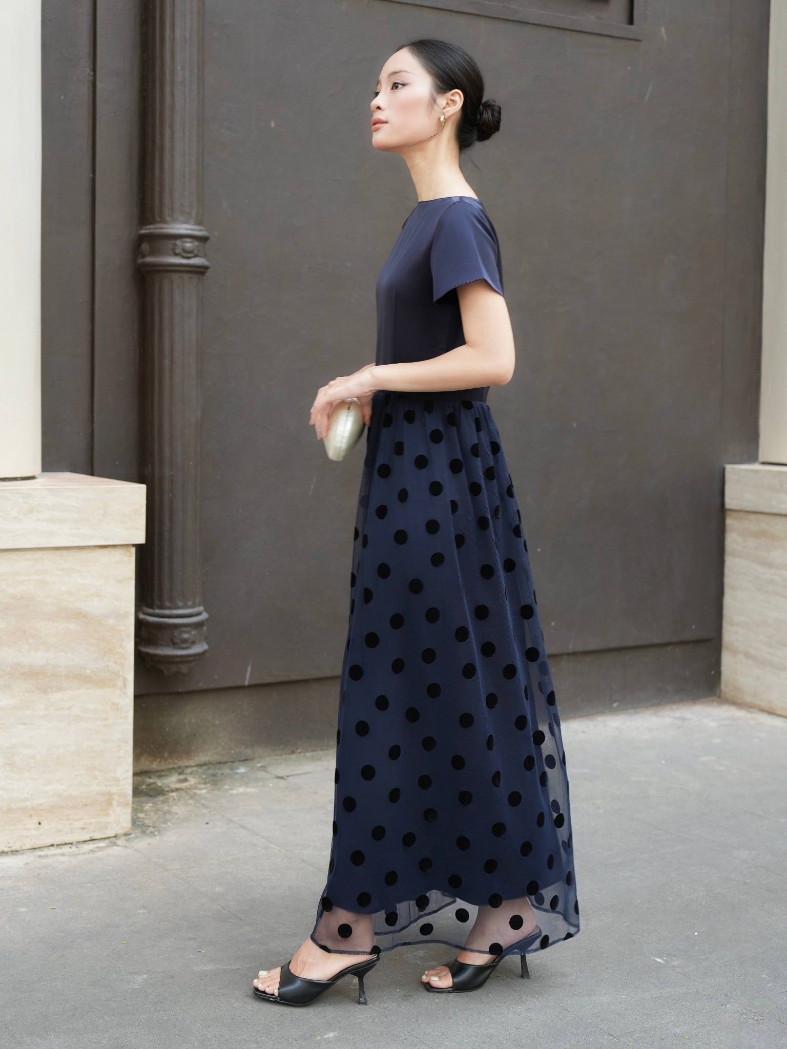  Đầm maxi tùng lưới | Mauve PolkaDot Tulle dress 