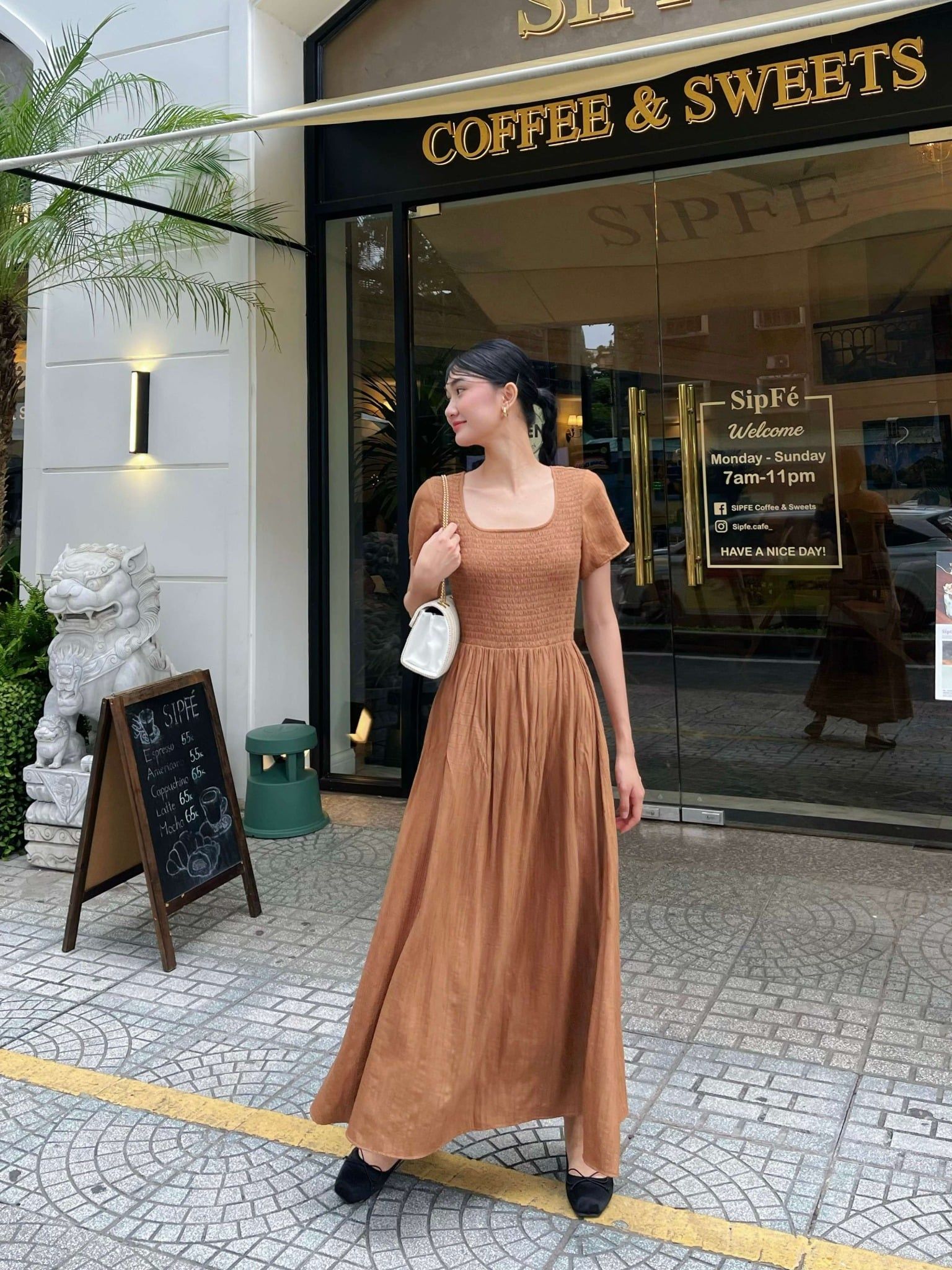  Đầm maxi cotton tơ vân gỗ Mauve Woody dress 