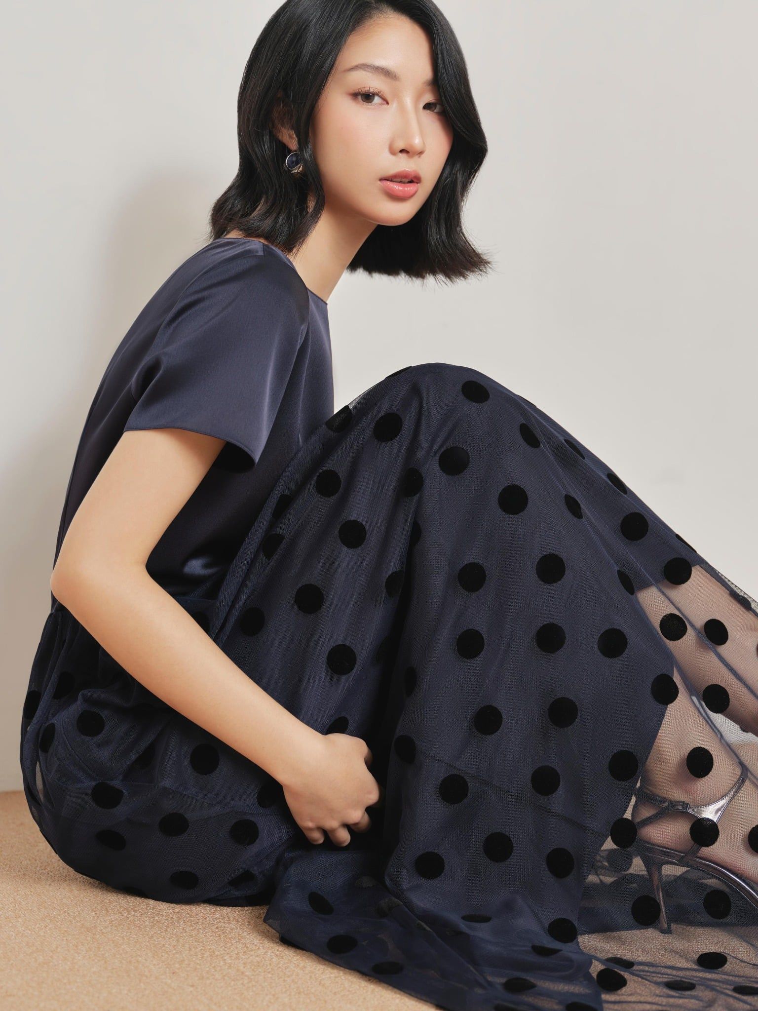  Đầm maxi tùng lưới | Mauve PolkaDot Tulle dress 