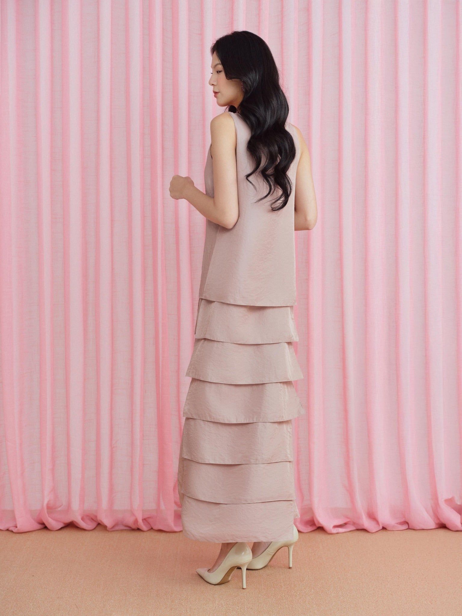  Đầm lụa tùng bậc thang | Mauve Terraced dress 