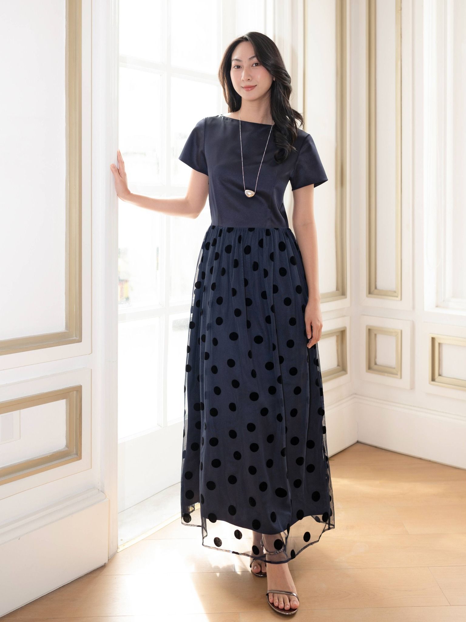  Đầm maxi tùng lưới | Mauve PolkaDot Tulle dress 