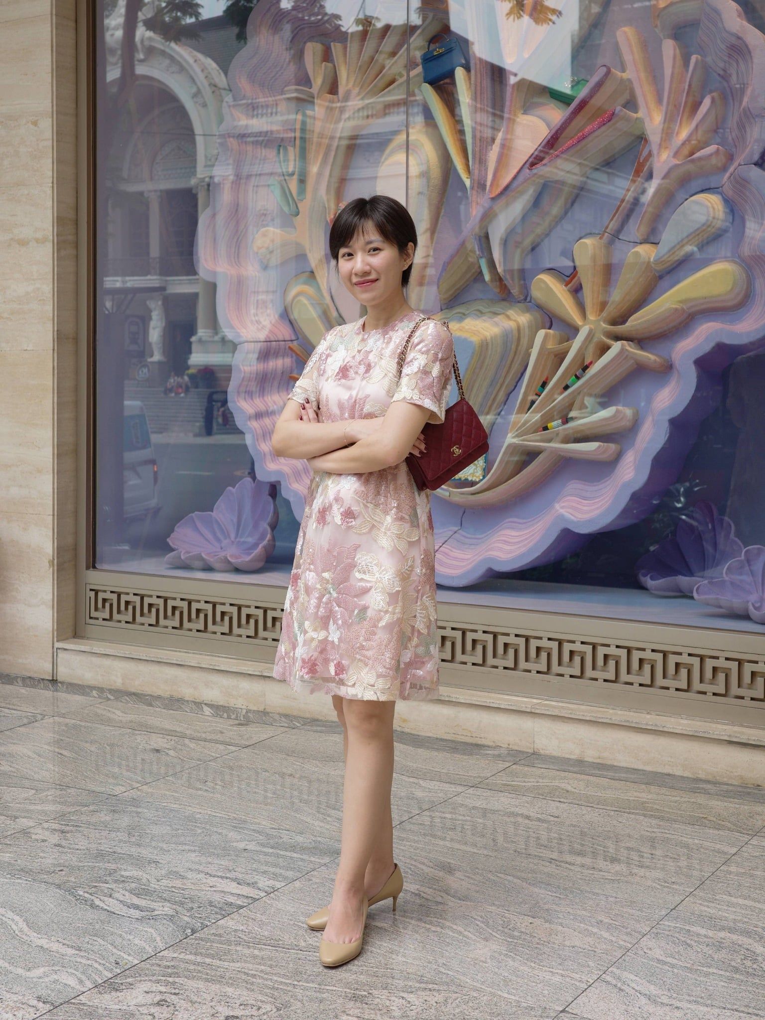  Đầm thêu kim sa 3D | Mauve Bloom dress 