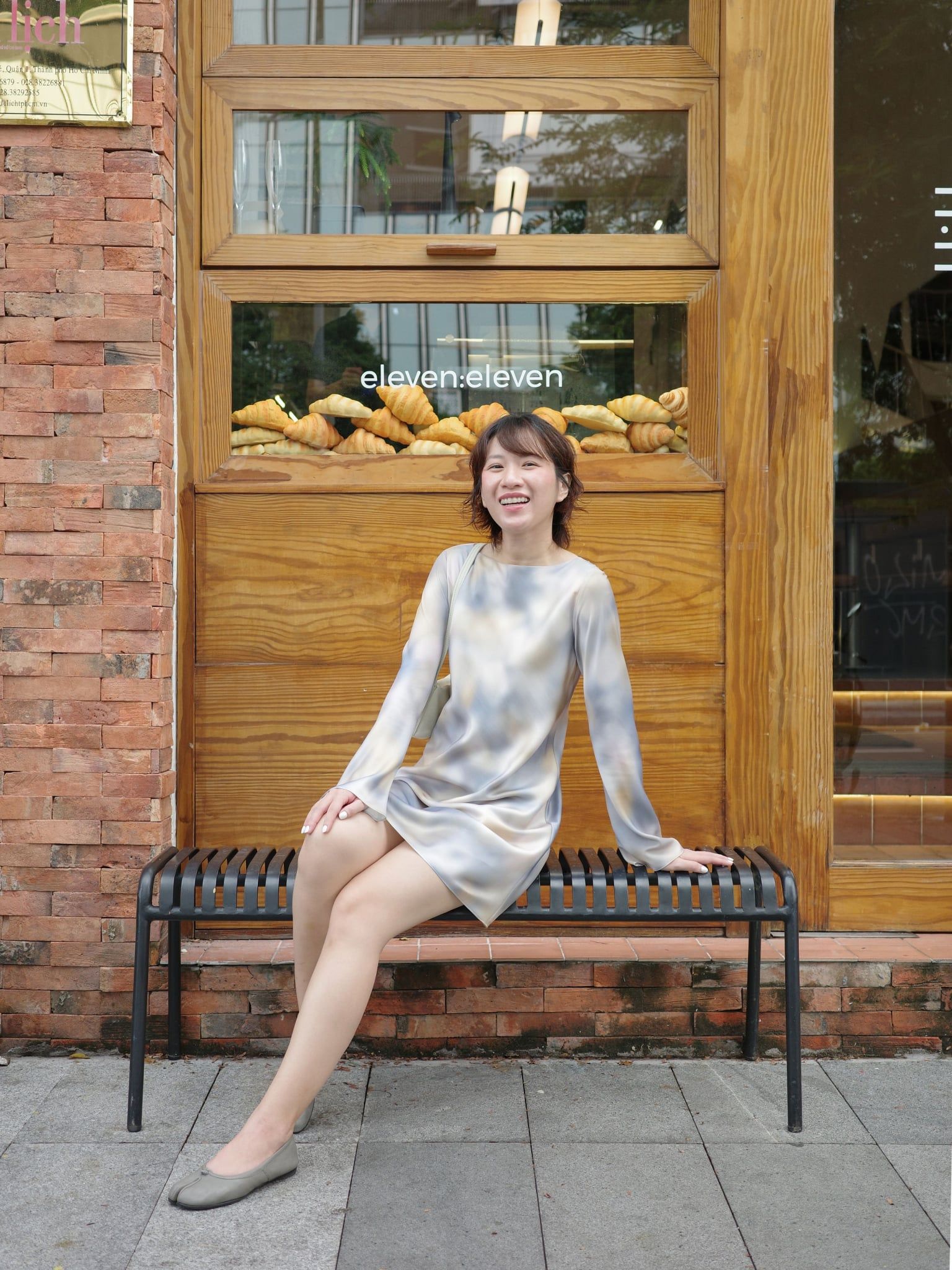  Đầm Sương Lam lụa tay dài | Mauve Blue Haze dress 