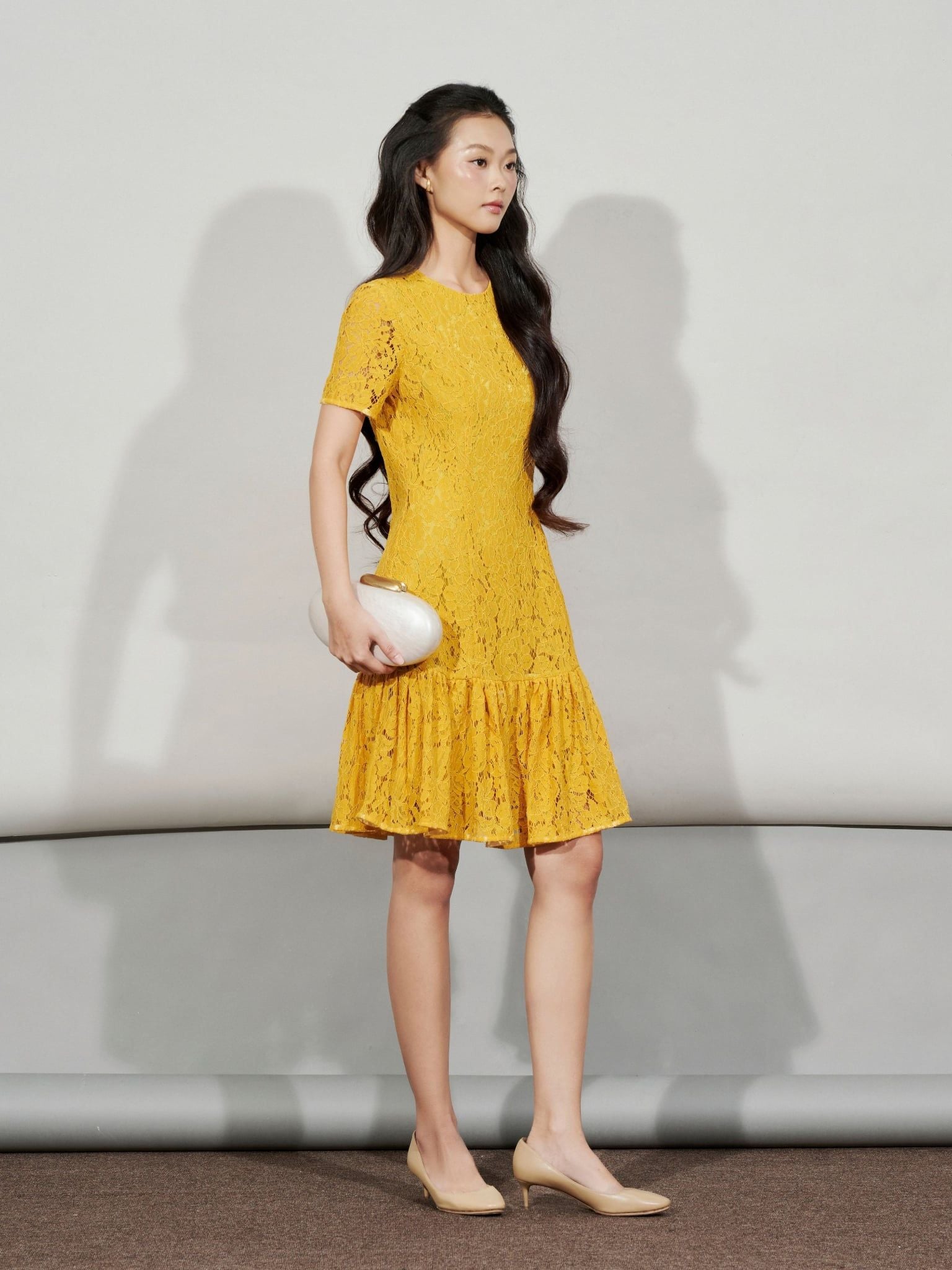  Đầm ren tùng bèo | Mauve Lace Ruffle dress 