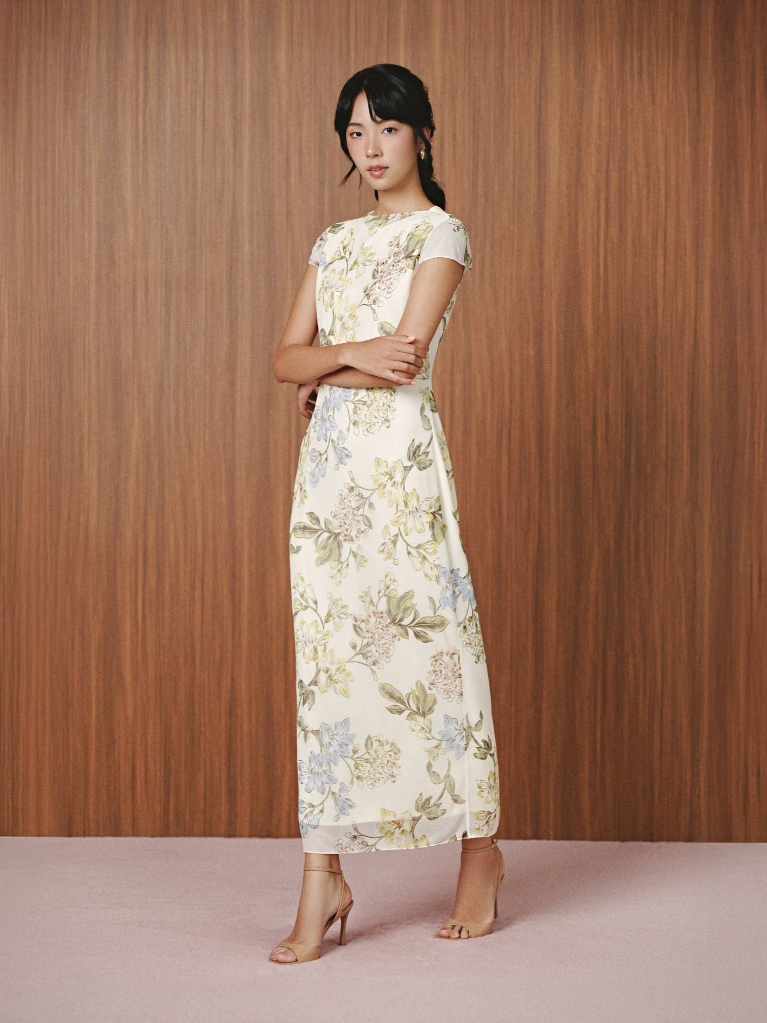 Đầm lụa ren hoa | Mauve Silk mesh dress 