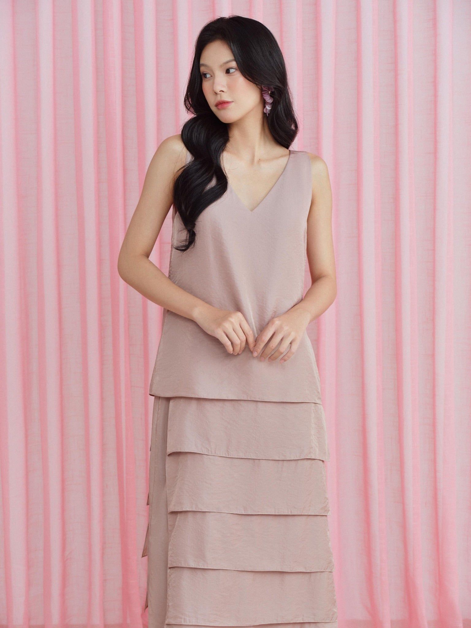  Đầm lụa tùng bậc thang | Mauve Terraced dress 