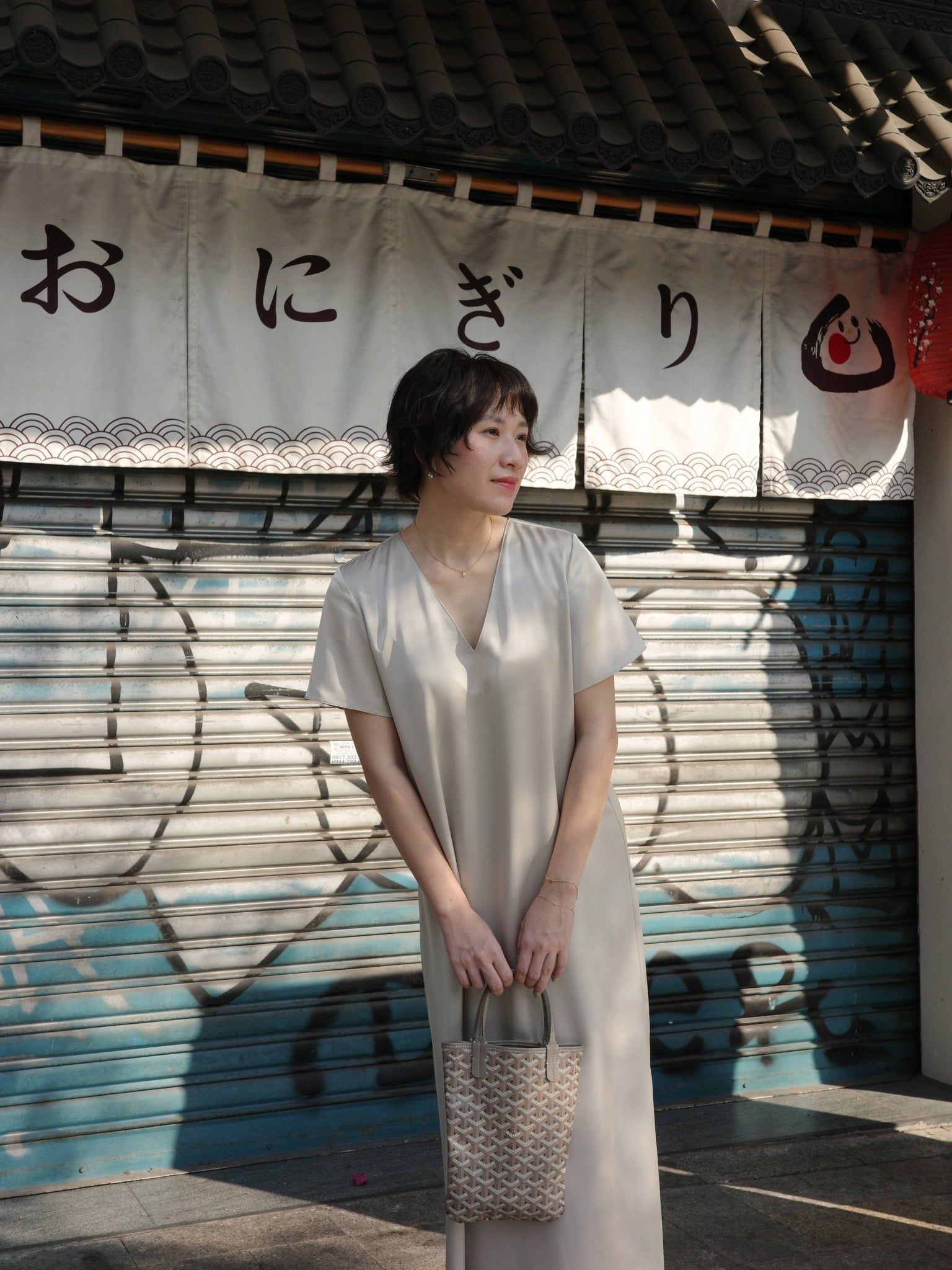  Đầm lụa dài cổ tim | Mauve V Silk dress 