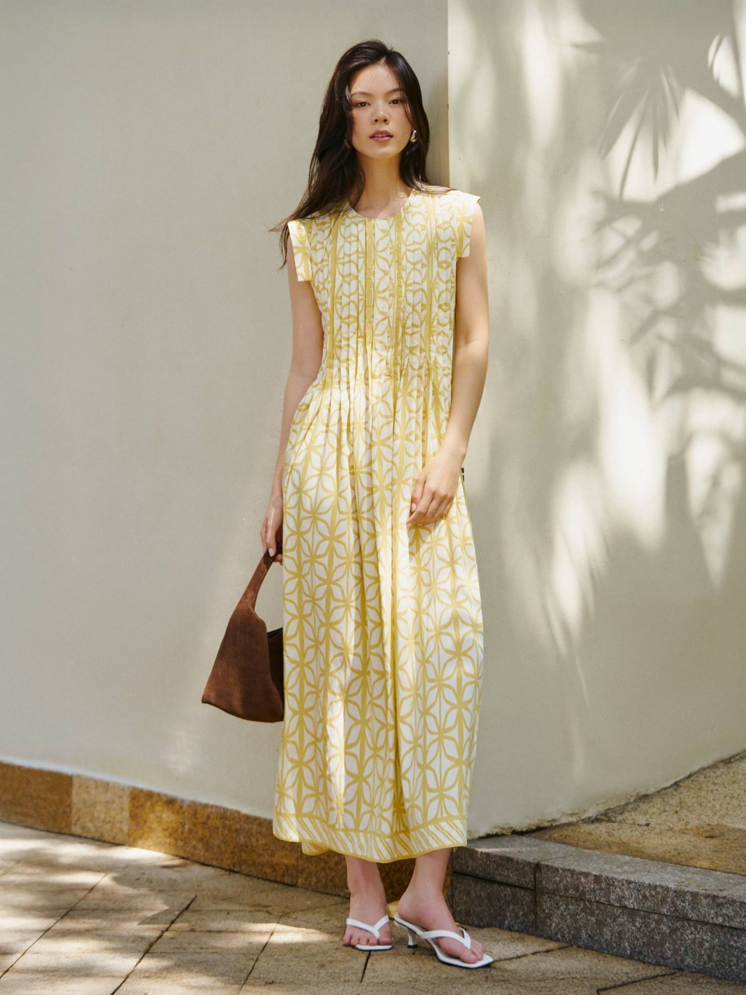  Đầm hoạ tiết xếp ly | Mauve Pattern dress 