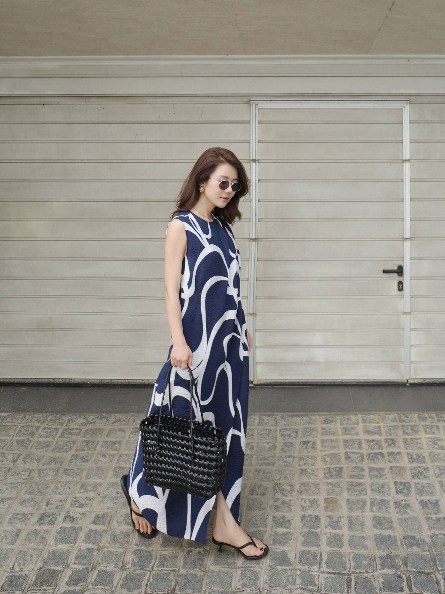  Đầm hoạ tiết vạt đắp chéo | Mauve Printed Midi dress 