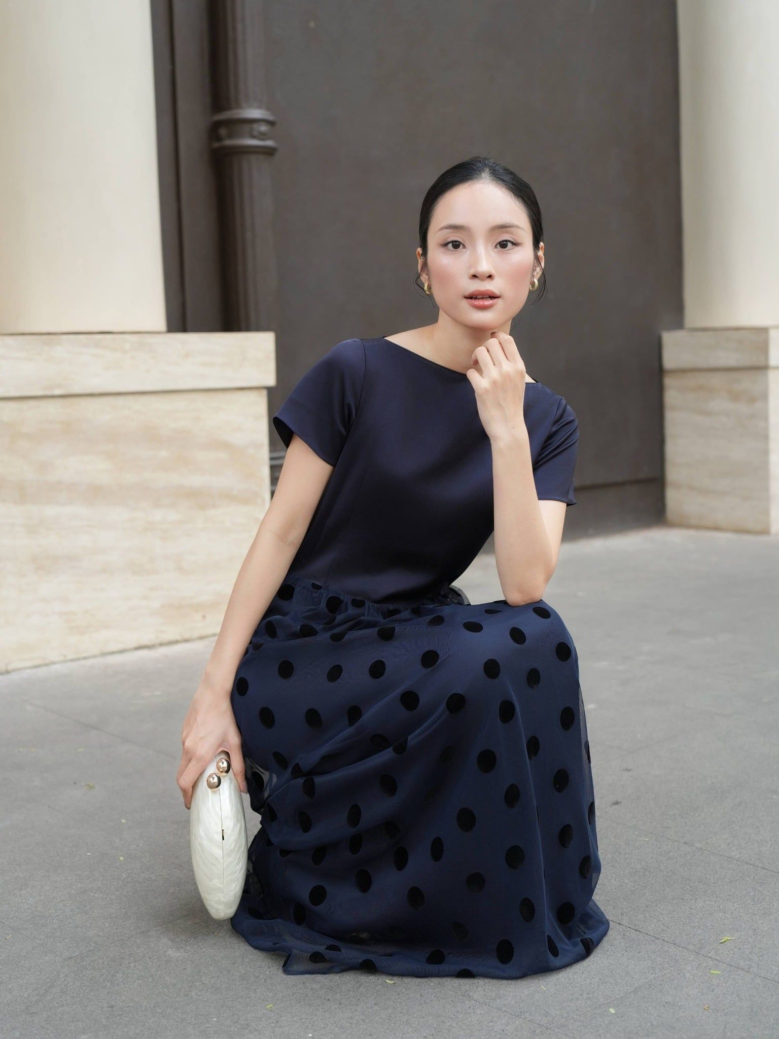  Đầm maxi tùng lưới | Mauve PolkaDot Tulle dress 