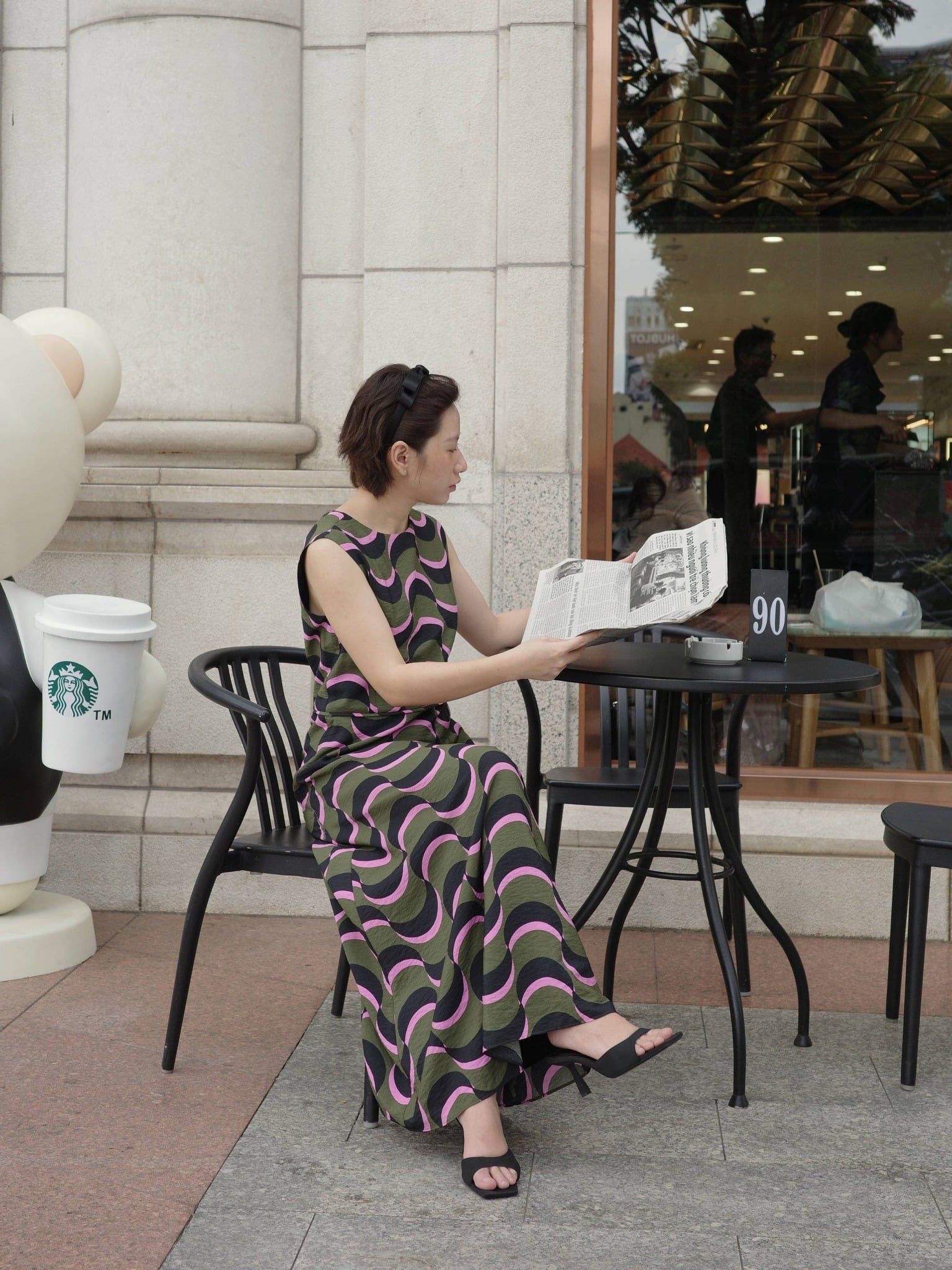  Đầm midi nhấn eo hoạ tiết | Mauve 90s Midi dress 