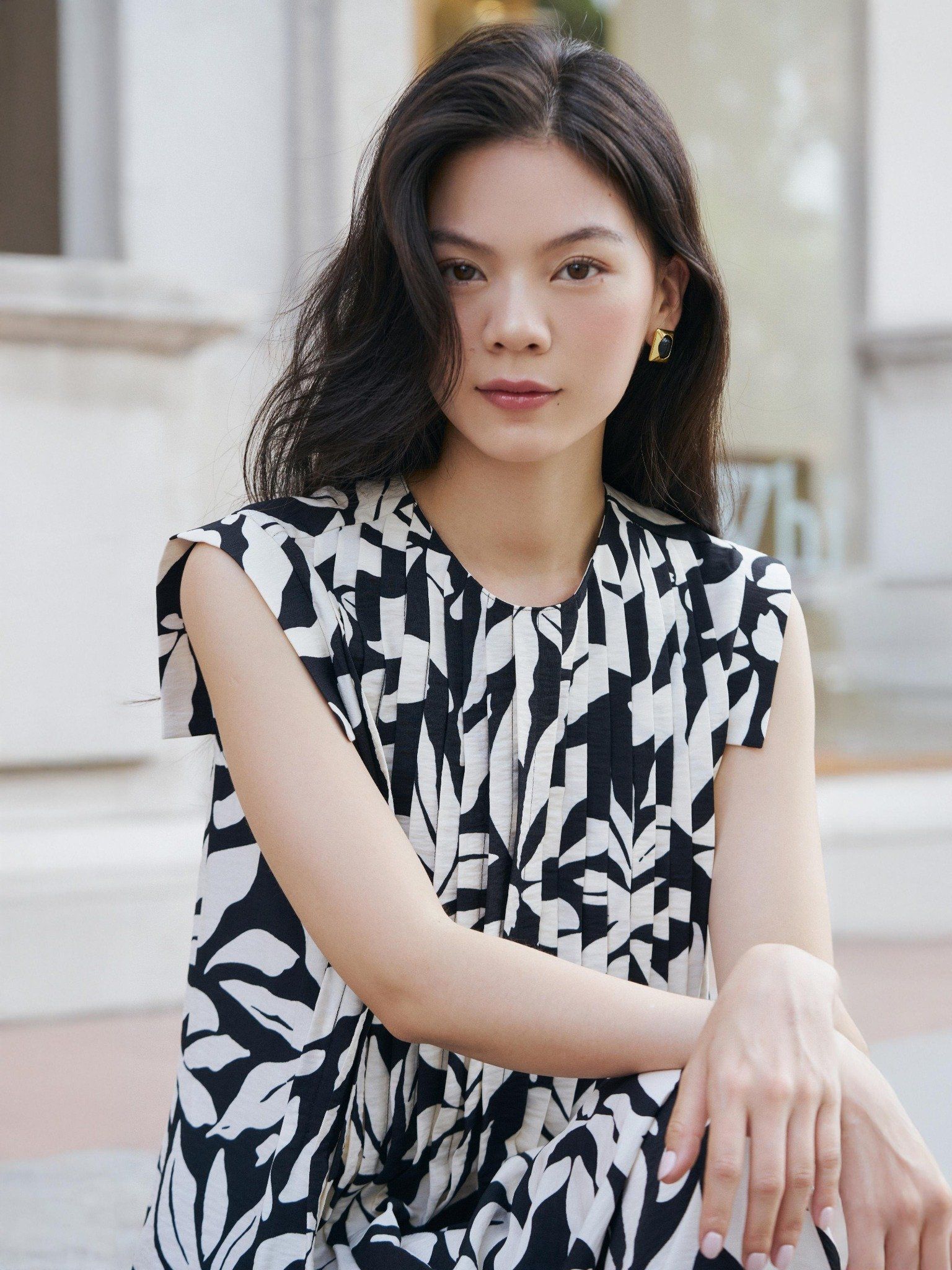  Đầm hoạ tiết xếp ly | Mauve Pattern dress 