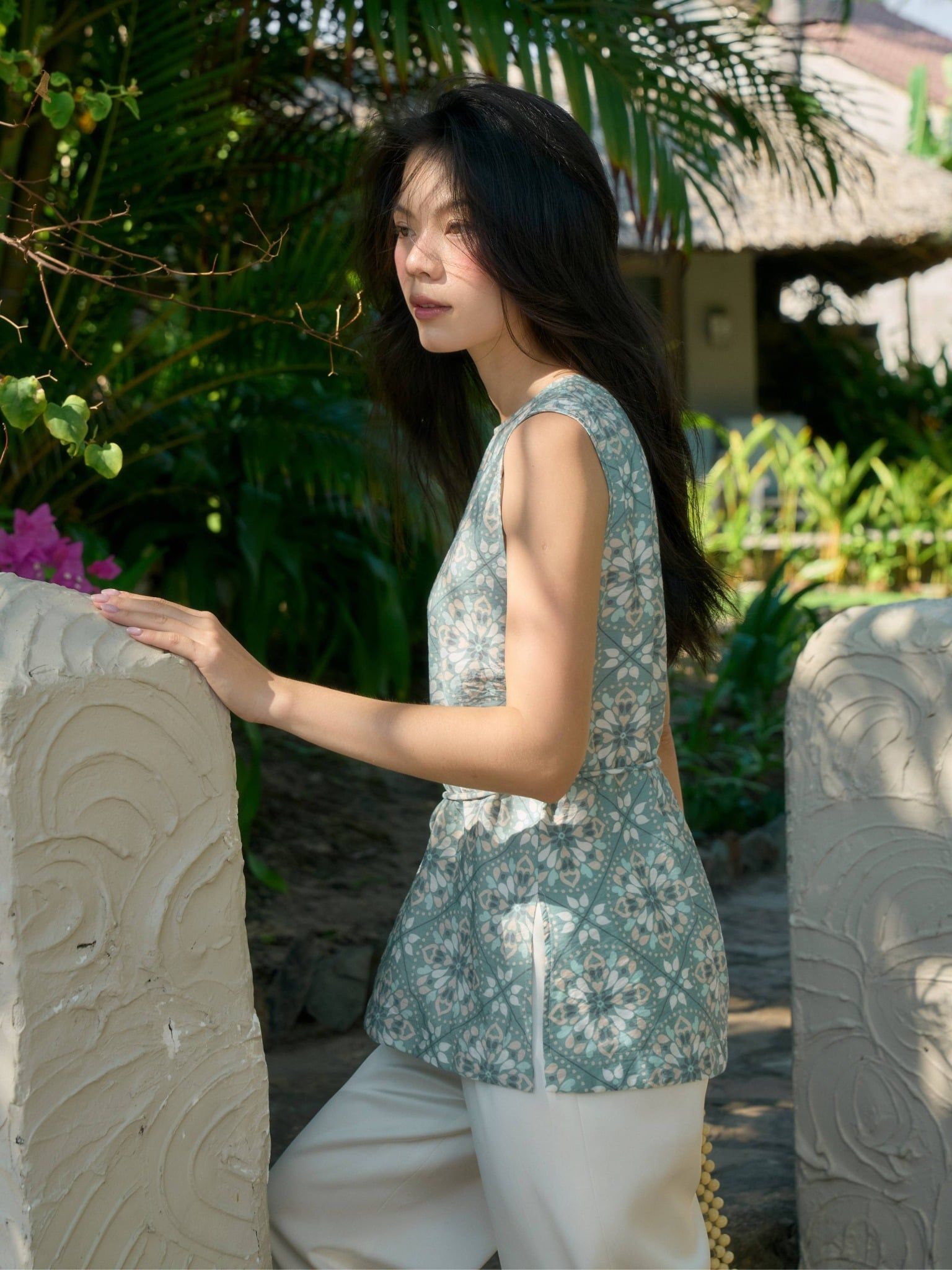  Áo họa tiết thắt eo | Mauve Daily Tie Top 