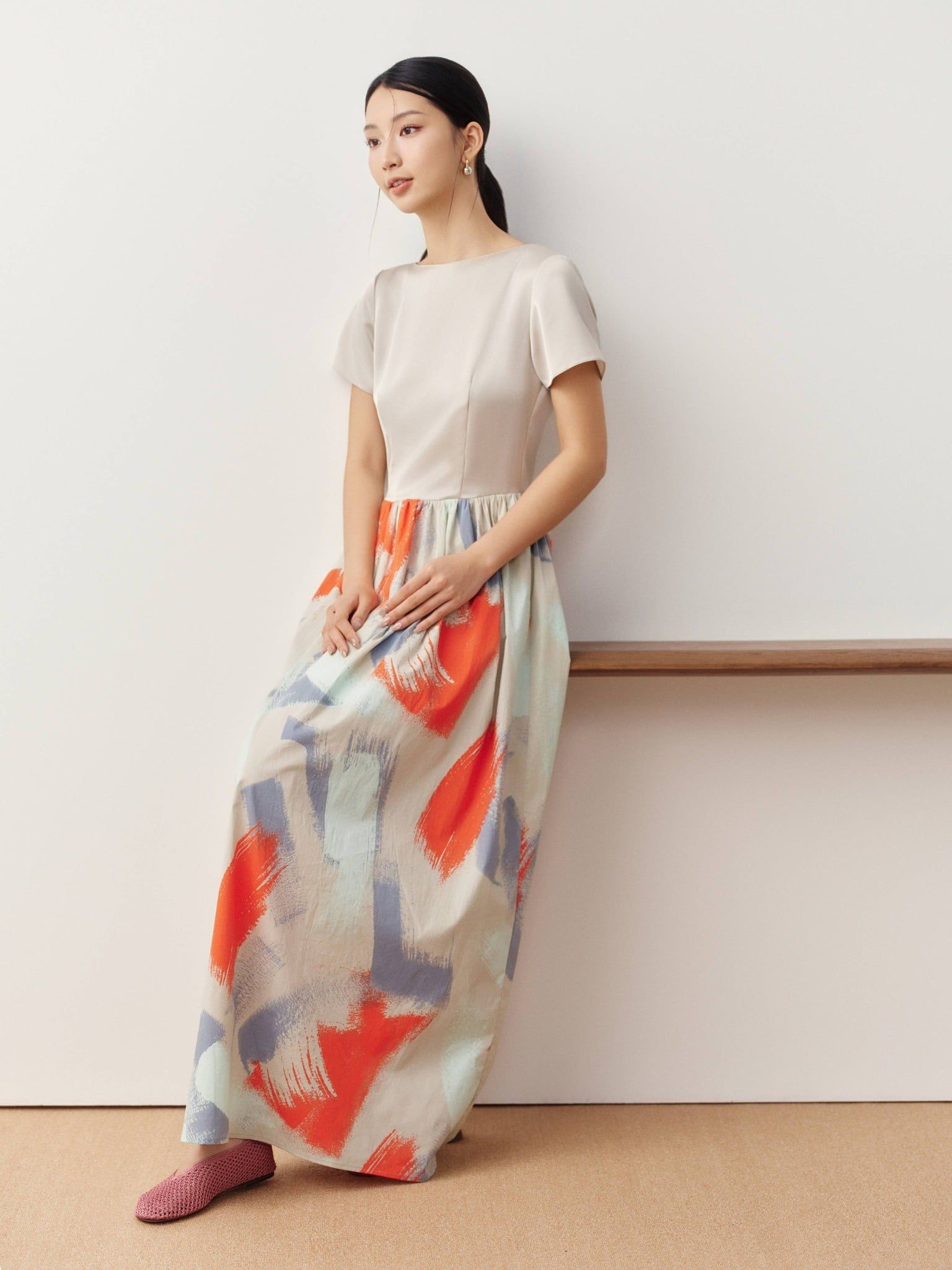  Đầm dài hoạ tiết | Mauve Painted dress 