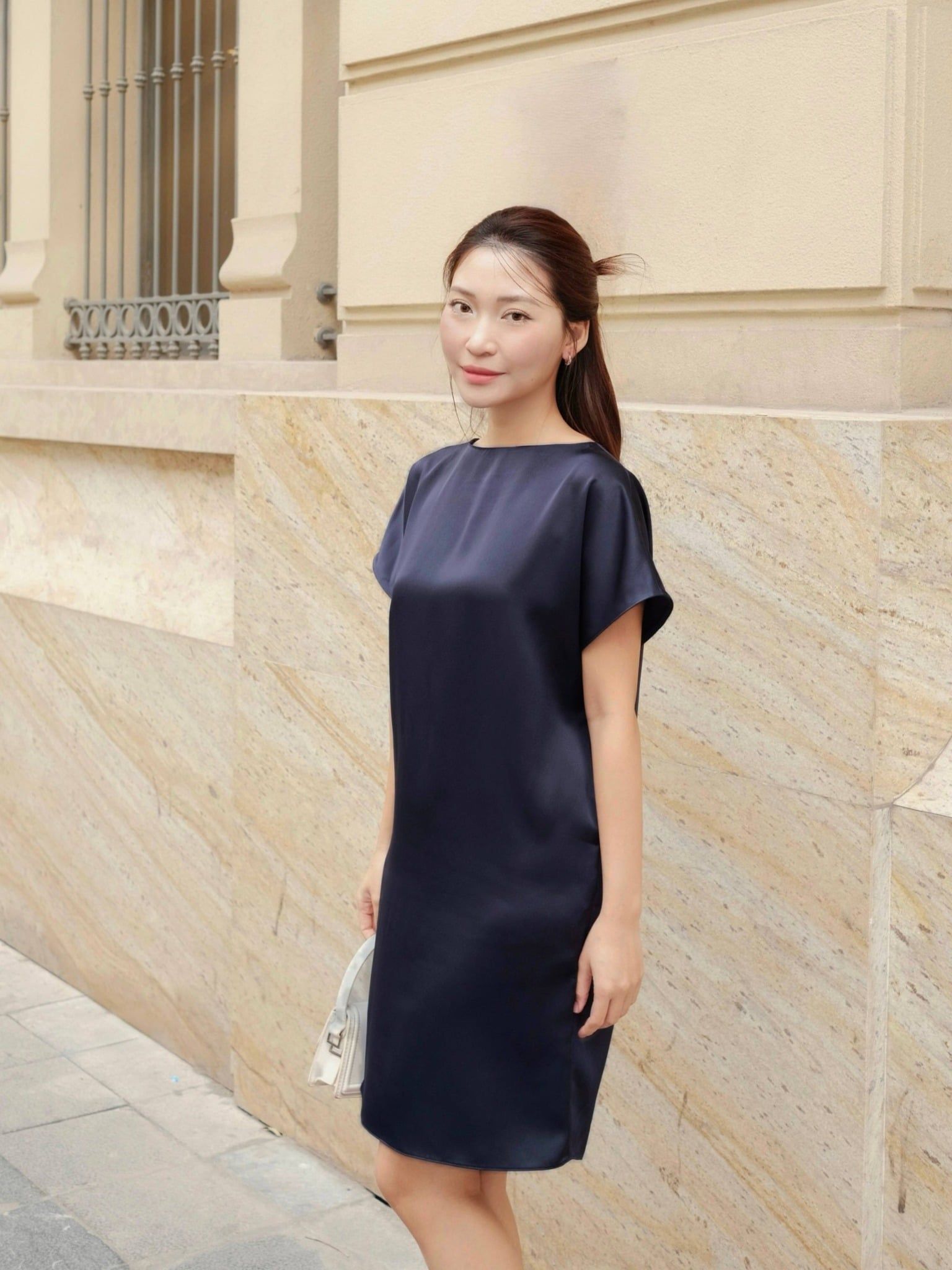  Đầm lụa basic cách điệu lưng | Mauve Open back dress 