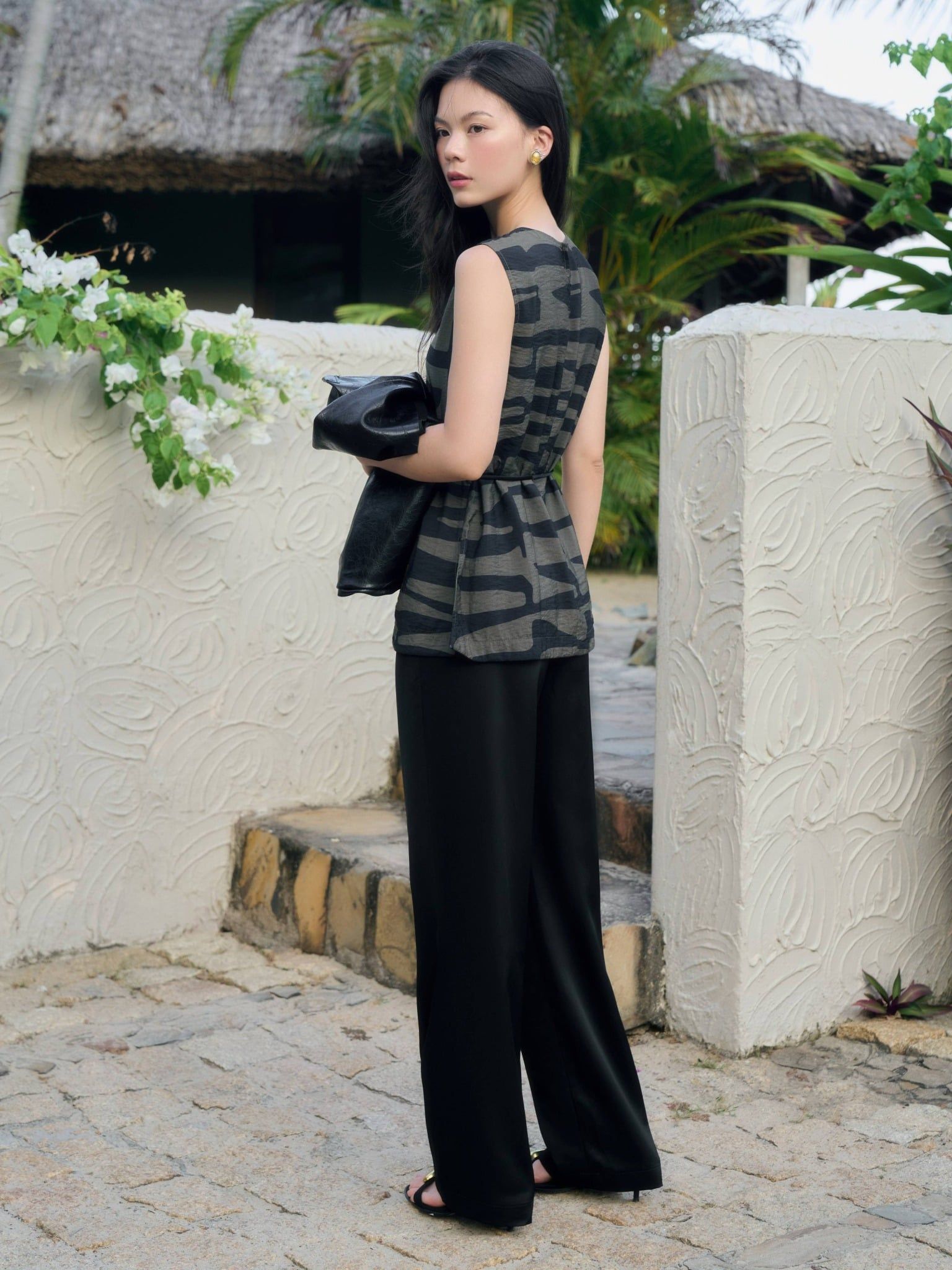  Áo họa tiết thắt eo | Mauve Daily Tie Top 