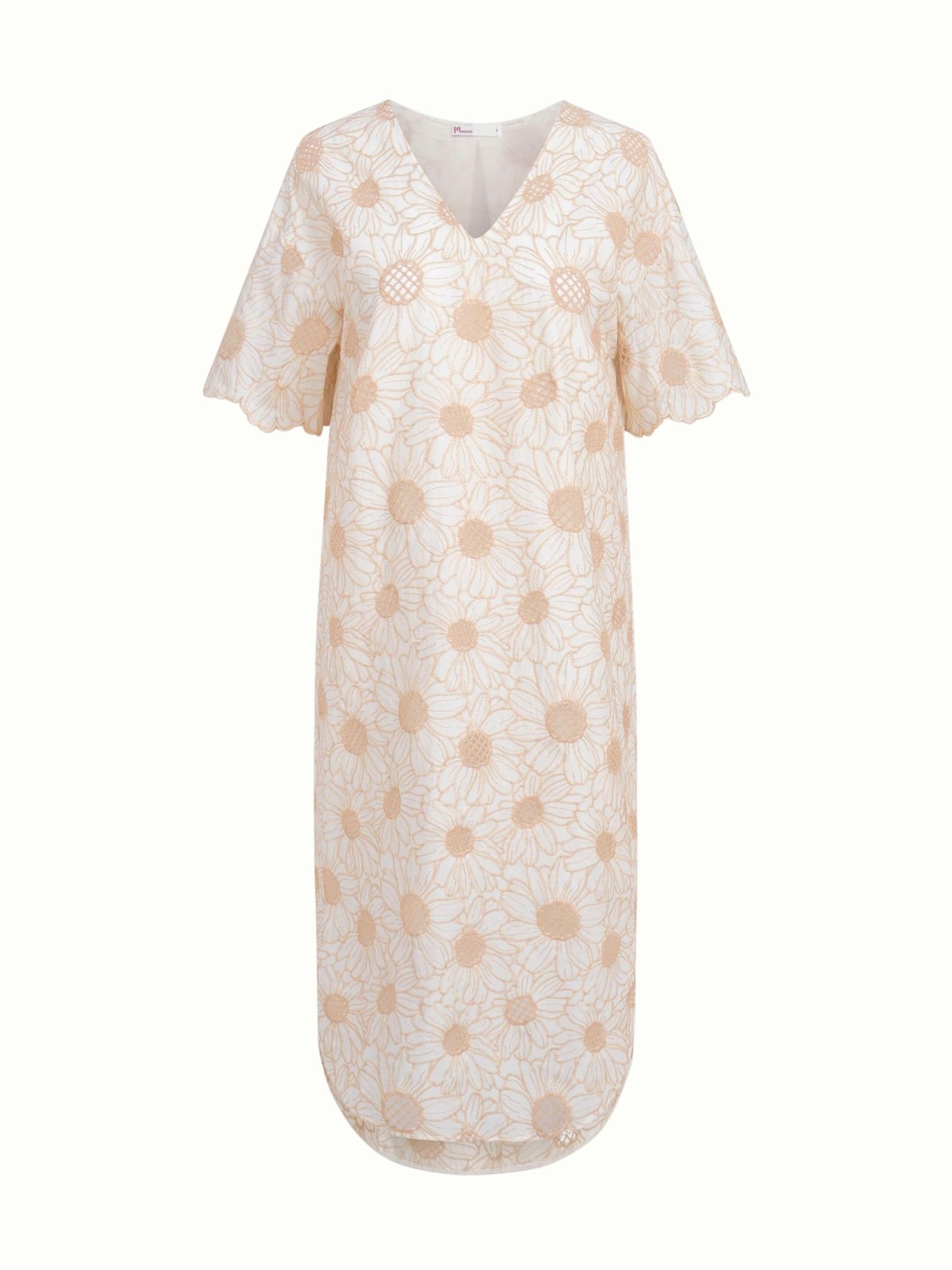  Đầm cotton thêu Mauve V neck dress 