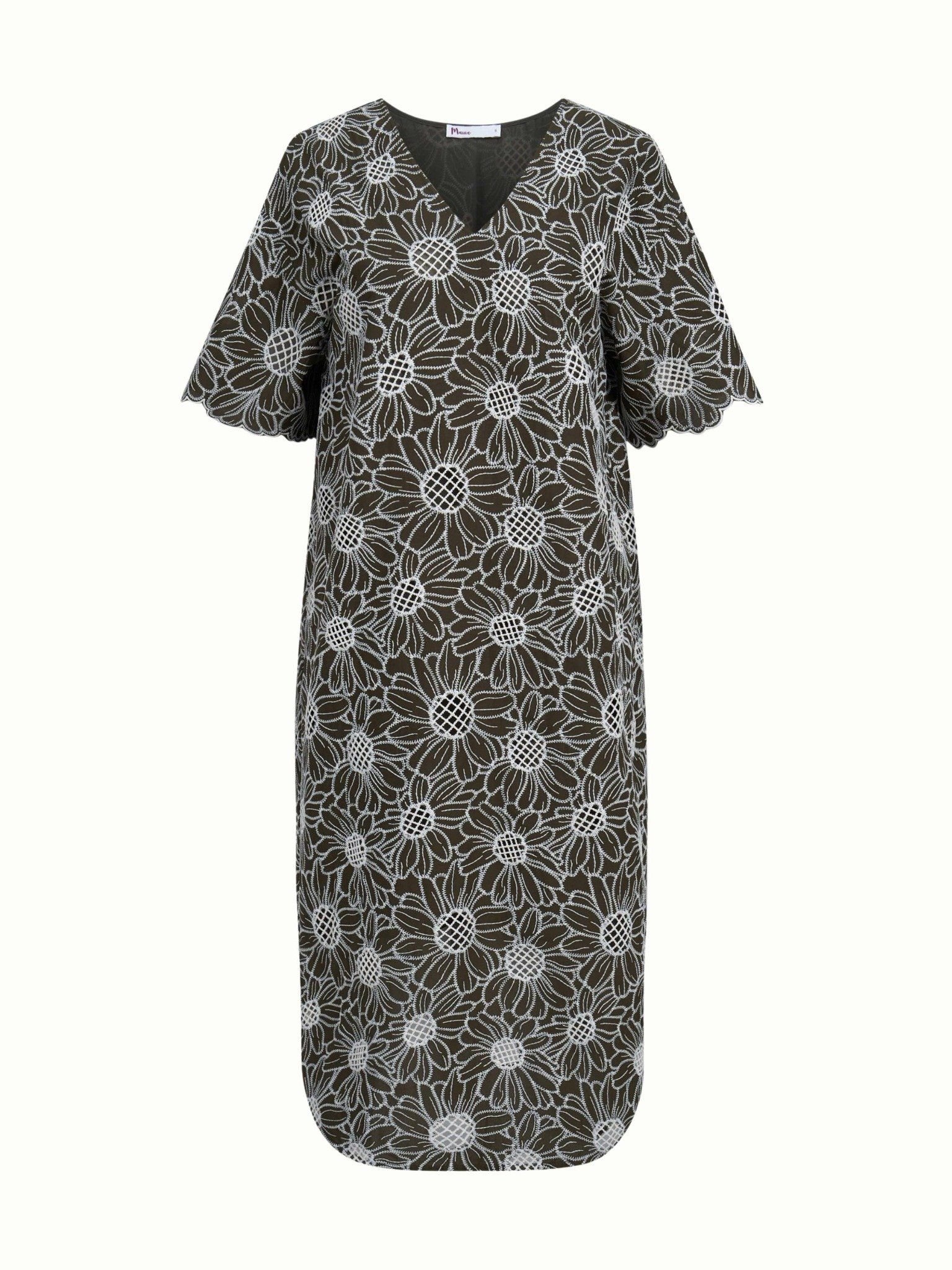  Đầm cotton thêu Mauve V neck dress 