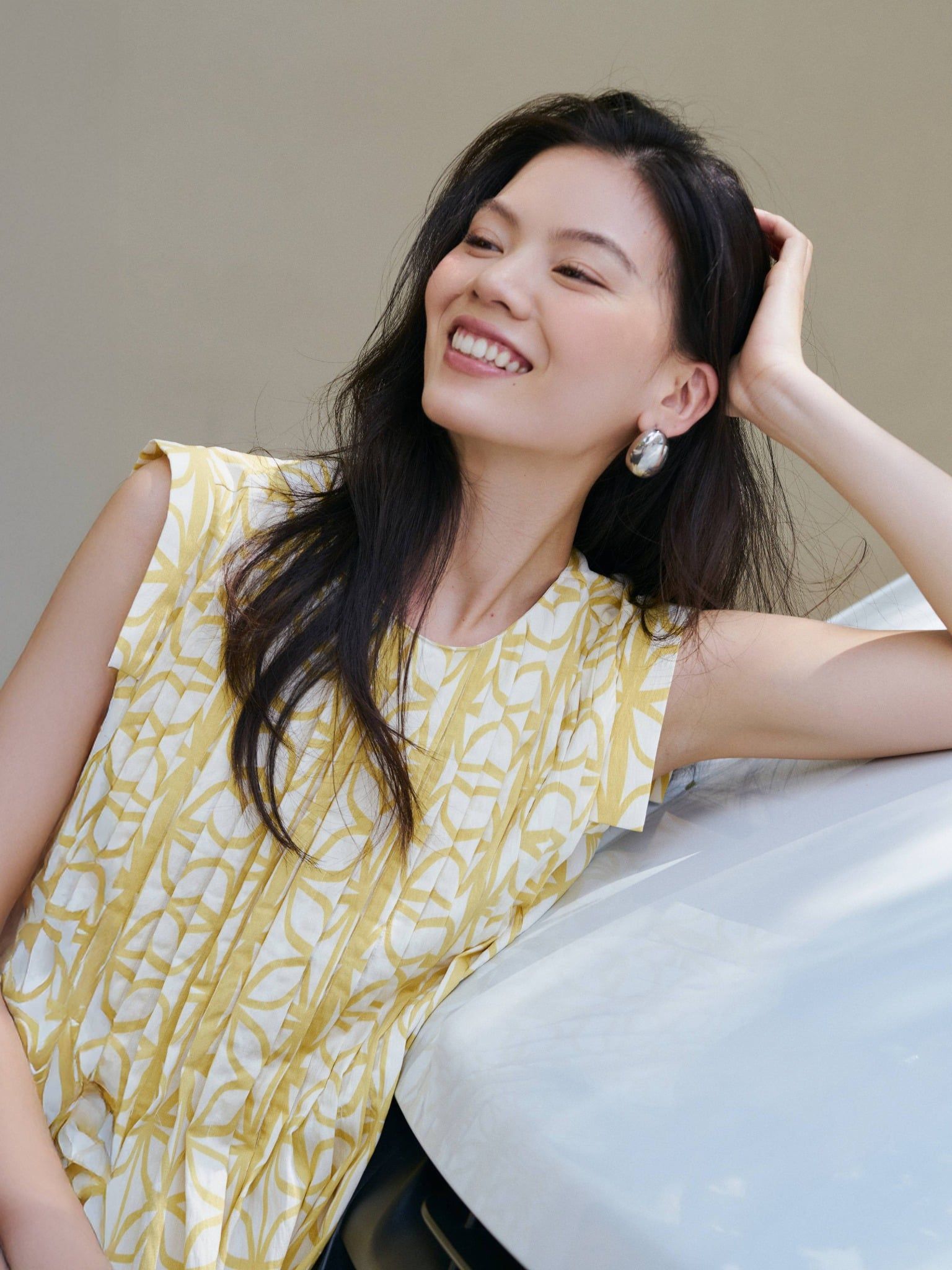  Đầm hoạ tiết xếp ly | Mauve Pattern dress 