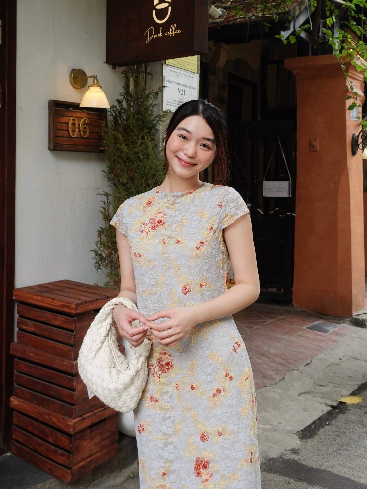  Đầm lụa ren hoa | Mauve Silk mesh dress 