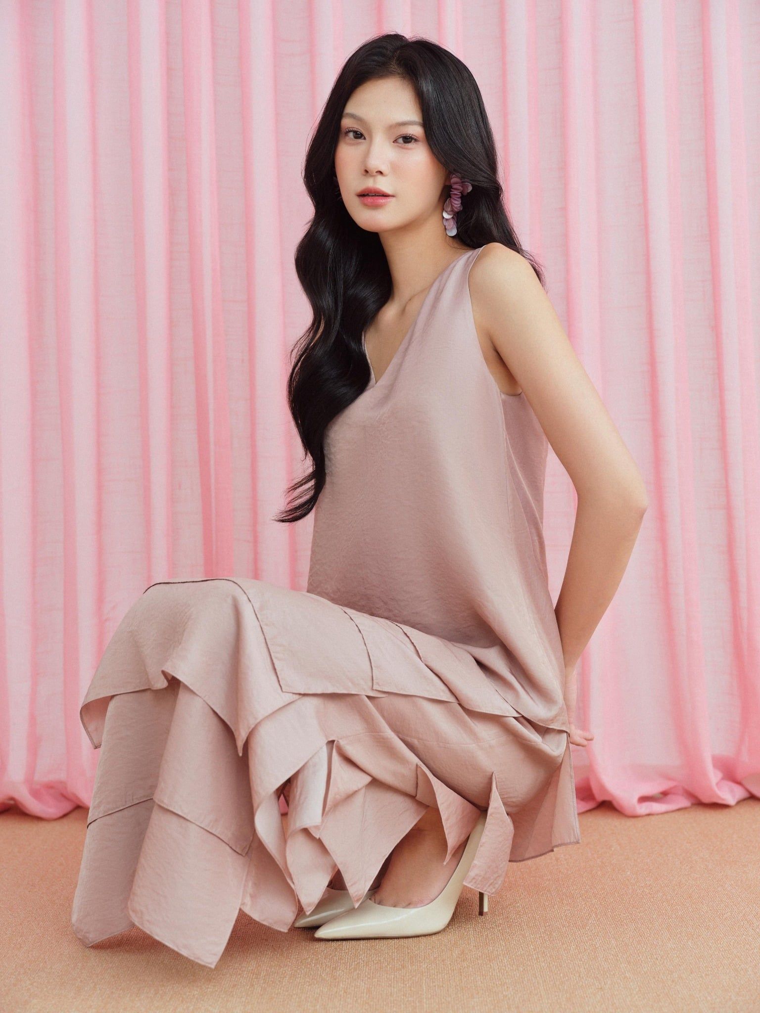  Đầm lụa tùng bậc thang | Mauve Terraced dress 