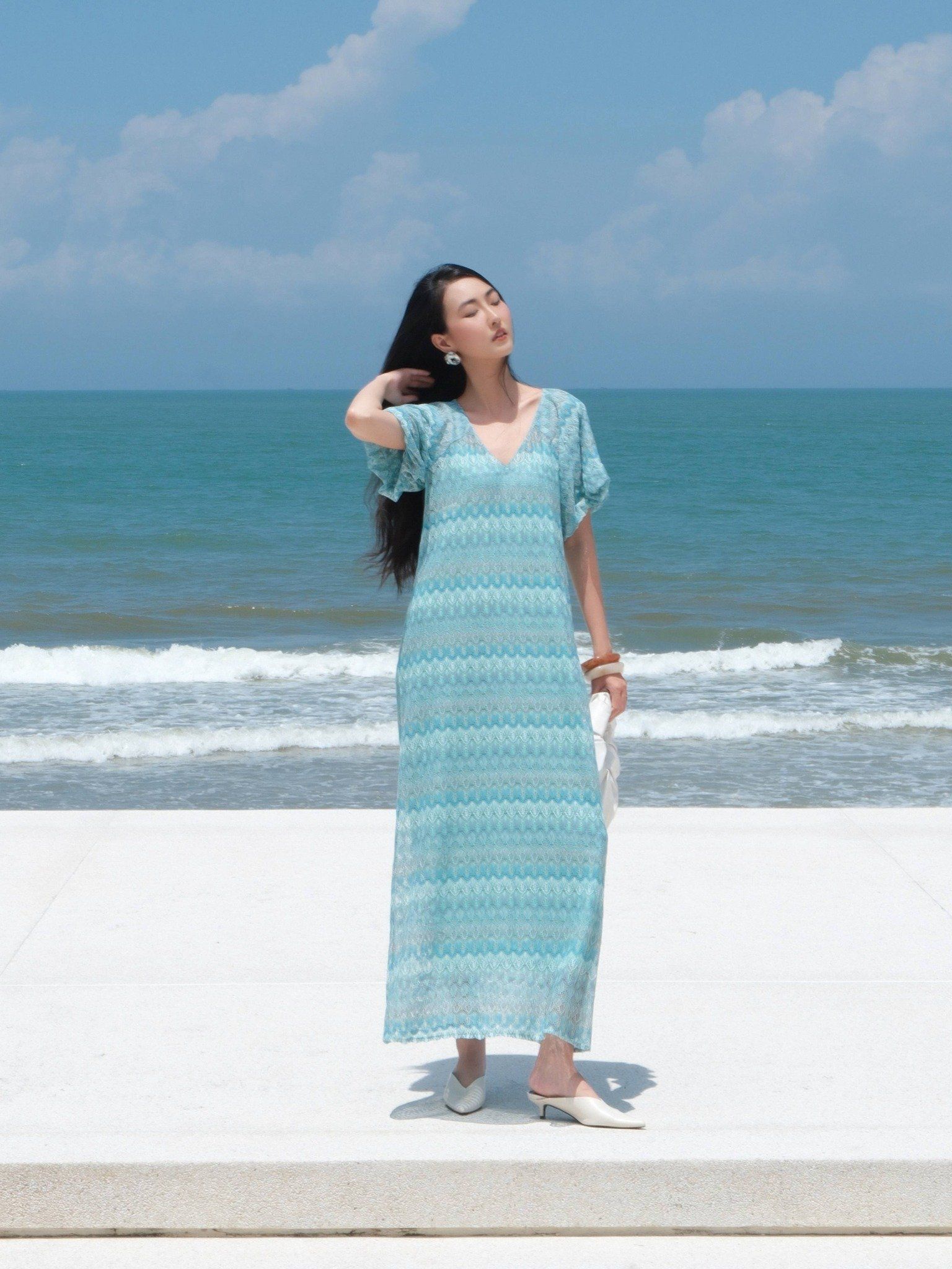  Đầm maxi ren tay bí | Mauve Lace dress 